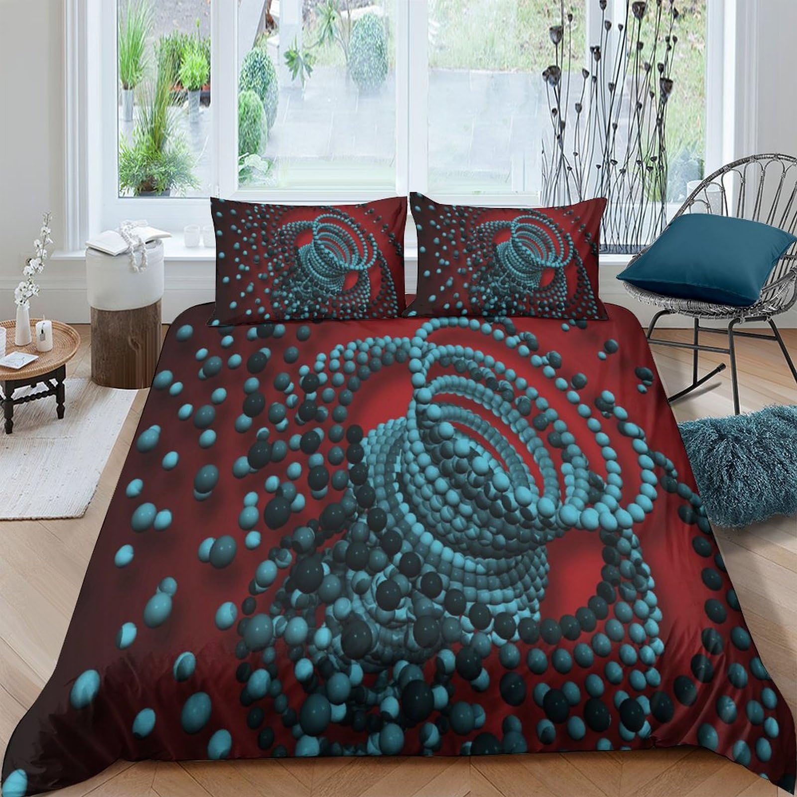 Housse de couette double cool coton IOFEER 200x200cm multicolore avec ses taies