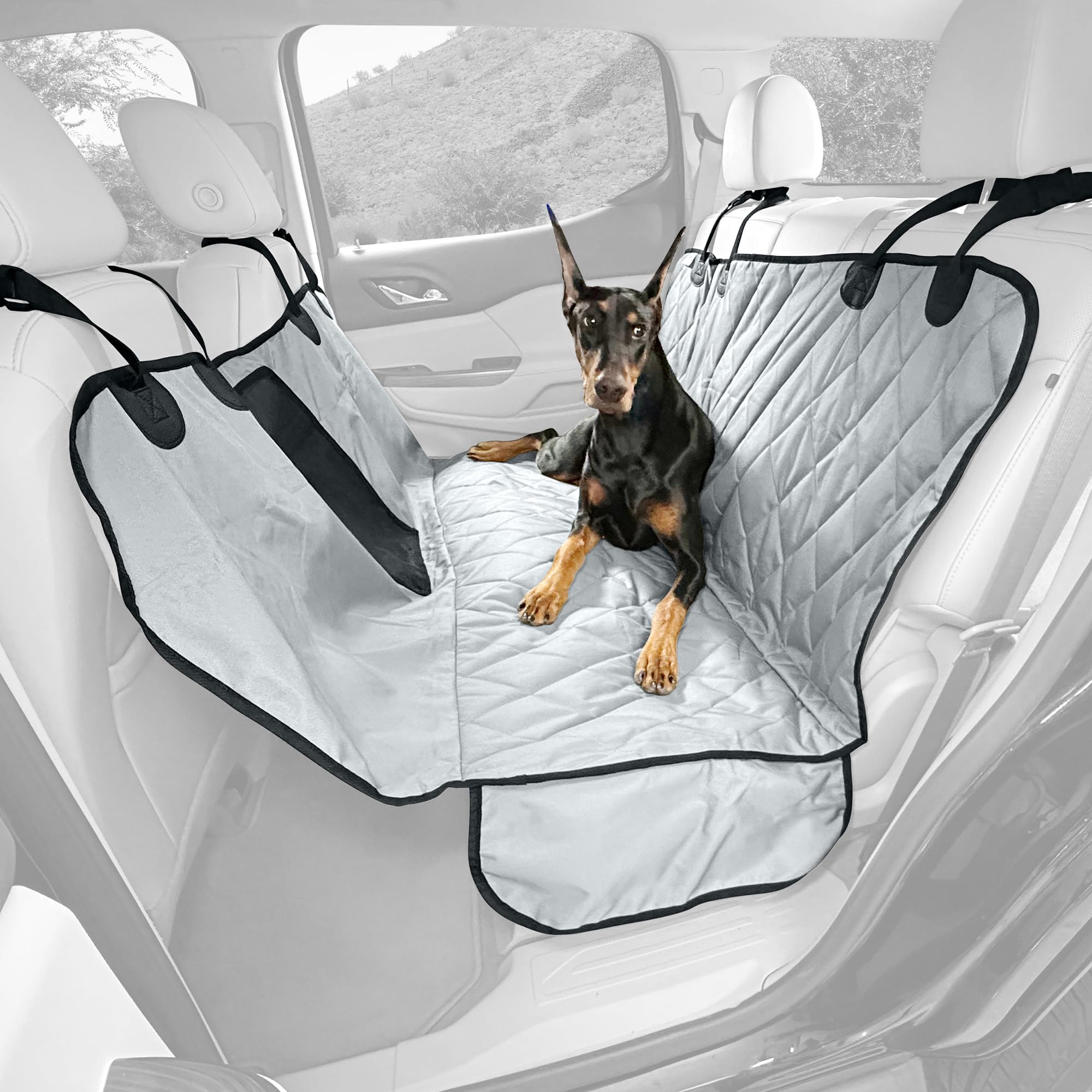4Knines Dog Hammock Car Seat Cover – Heavy-Duty, Waterproof Car Seat Protector for Dogs, Non-Slip, Durable Design with Mesh Window, Easy to Install, Fits Most Cars & SUVs - Regular Size (Grey) - image 3
