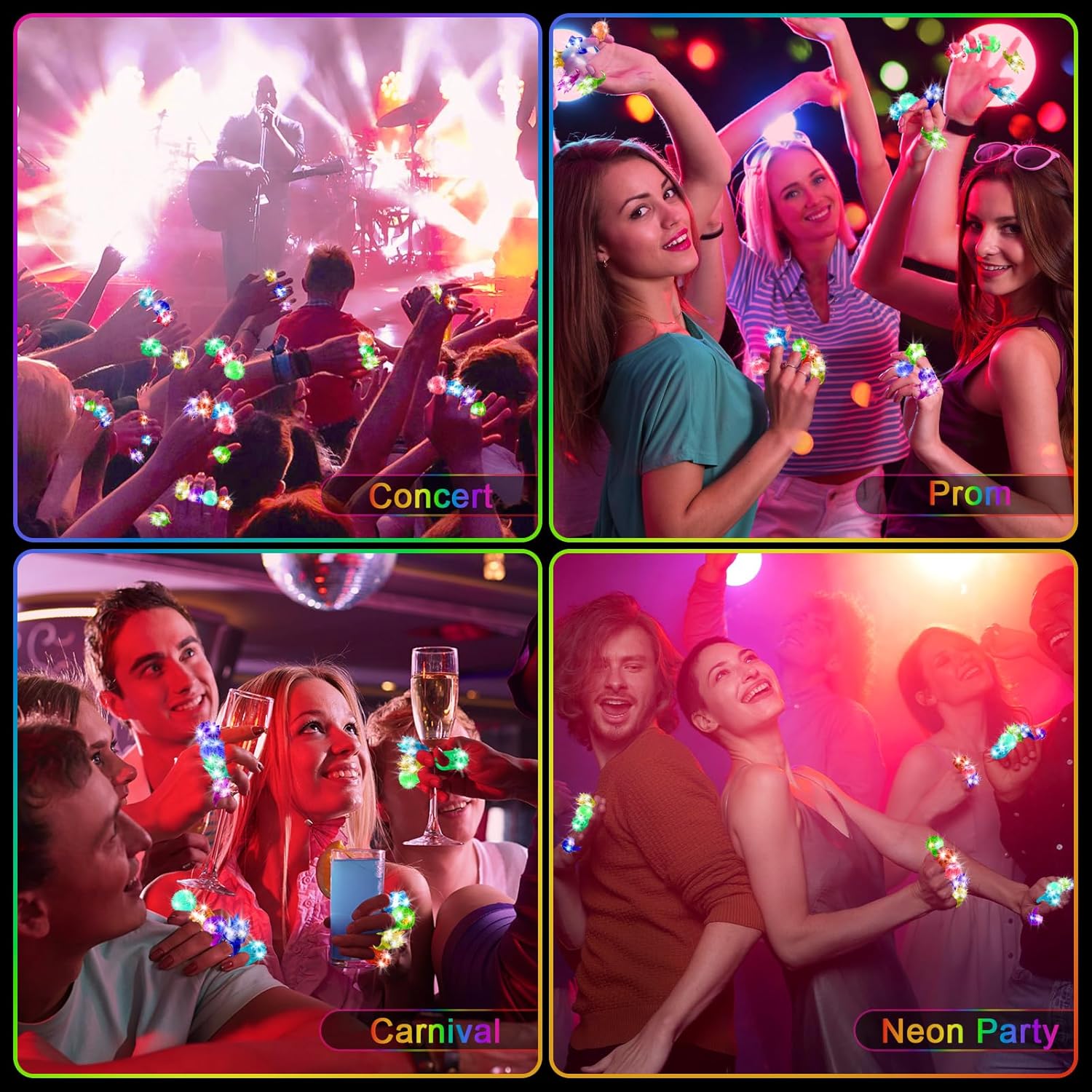 Toyvian Lot De 10 Anneaux Lumineux à LED - Anneaux Lumineux à LED - Jouet Pour Enfants - Pour Noël, Anniversaire, Cadeaux D'invités - Œufs De Pâques (couleur Aléatoire