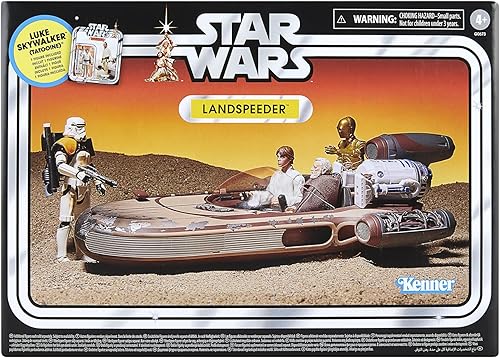 Star Wars The Vintage Collection, vehículo Landspeeder con figura de Luke Skywalker de 3.75 pulgadas, Star Wars A New Hope