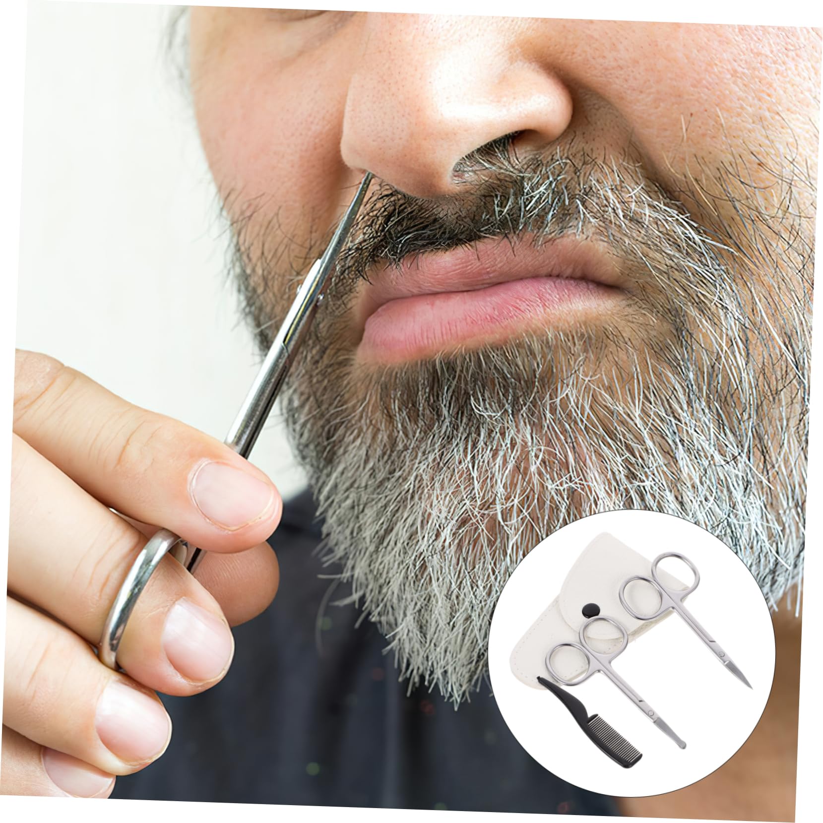Healeved 12pezzi Forbici Per Barba e Naso Acciaio Inossidabile Kit Di Rifinitura Portatile Con Forbici Di Precisione e Pettine Piccolo
