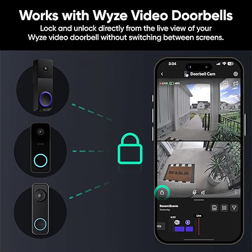 Miniatura 10 de Wyze Perno de bloqueo automático v2, cerradura inteligente de entrada sin llave de huellas dactilares, escáner de aprendizaje AI con cerrojo de
