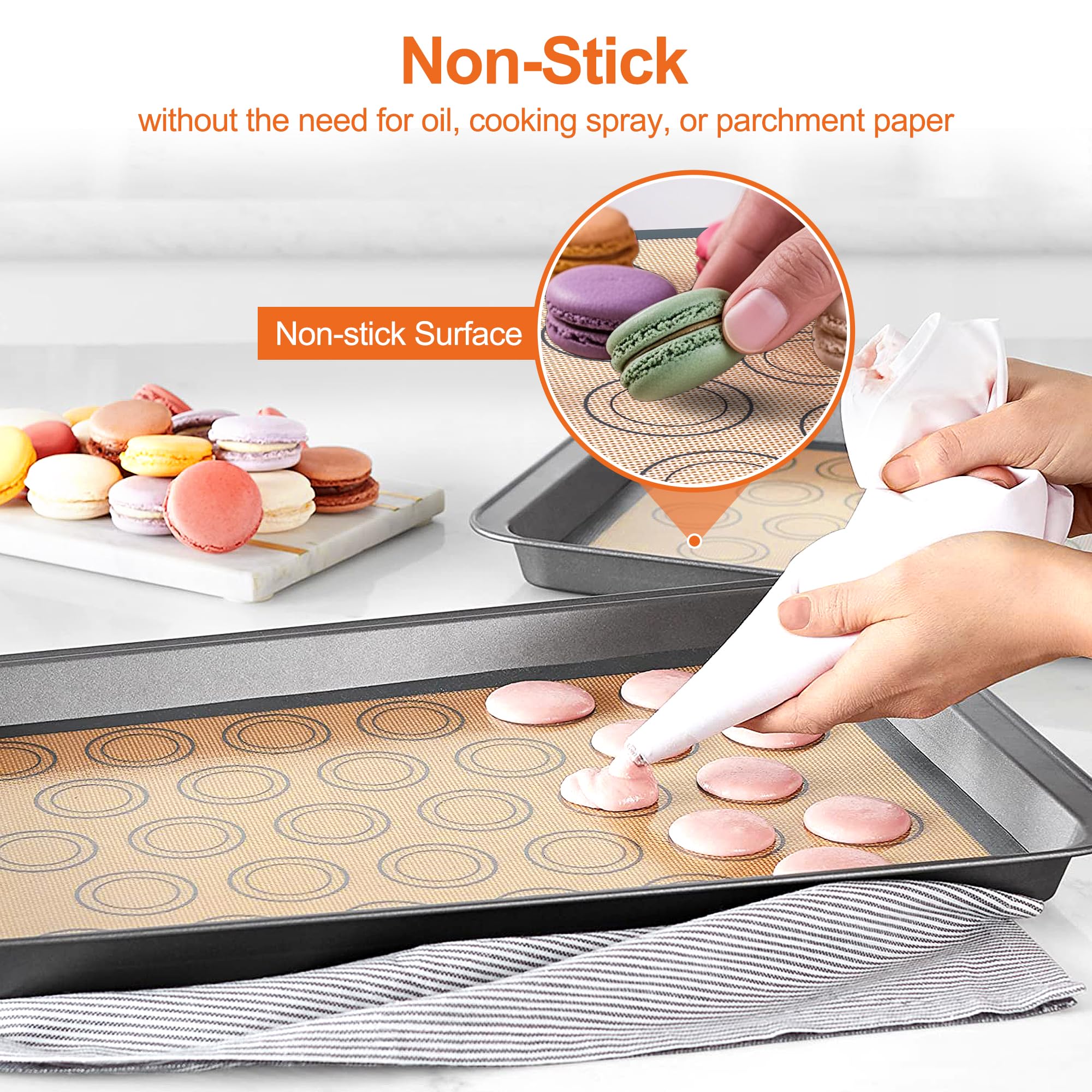 Tapis De Cuisson En Silicone Antiadhésif - Lot De 2, 42x29,5 Cm - Réutilisable, Résistant à La Chaleur, Lave-vaisselle