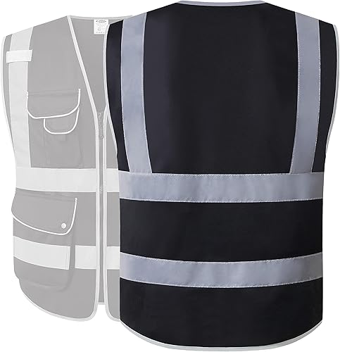 Miniatura 2 de JKSafety - Chaleco de seguridad con cierre frontal 9 bolsillos clase 2 alta visibilidad con correas reflectantes, cumple con normas ANSIISEA...