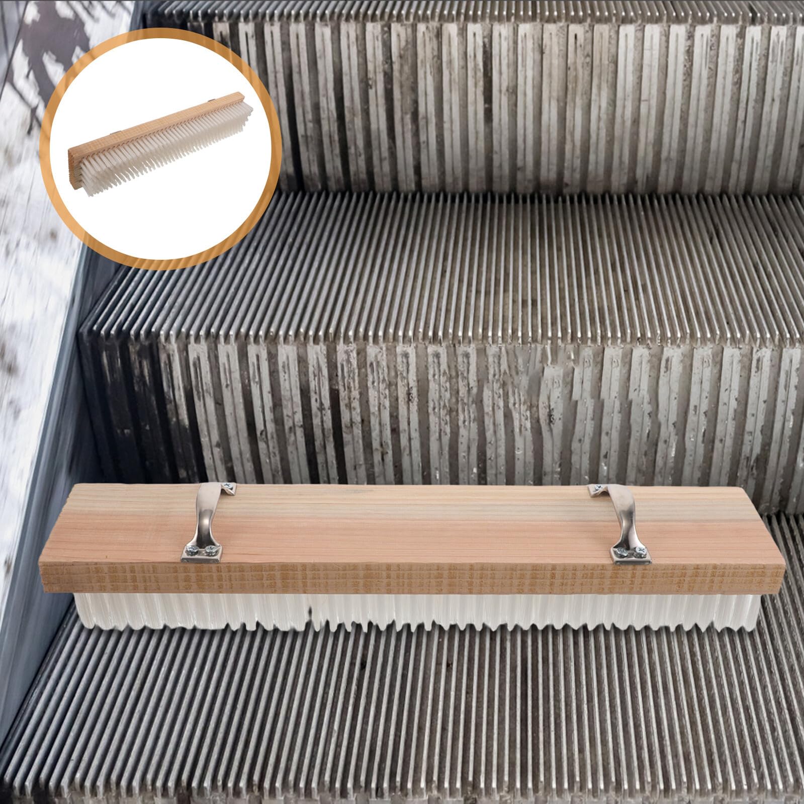 Limpiador de Ranuras para Escaleras Automáticas 48 Cm Ancho Cepillo Duro de Alambre para Limpieza Profunda de Huecos en Edificios Comerciales y Residenciales Herramienta