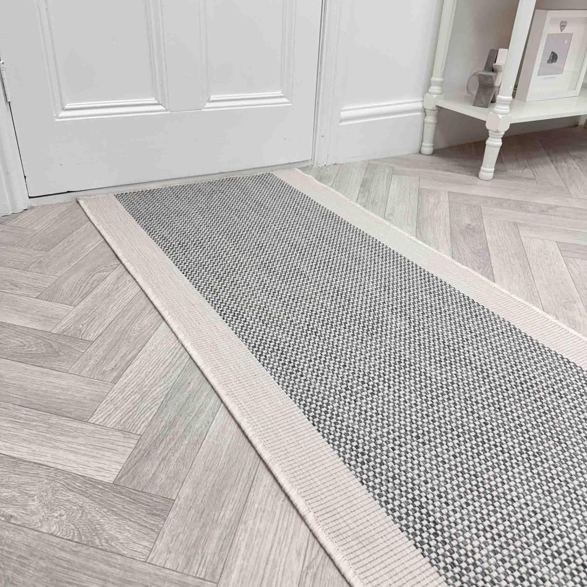 runrug Indoor/Outdoor Hallway Runner Rug - Waterproof Reversible Carpet for Hall, Patios & Garden - Stain-Resistant, Durable & Pet-Friendly - 420cm x 70cm - 5mm Thick - Vichy, Grey โ image 1