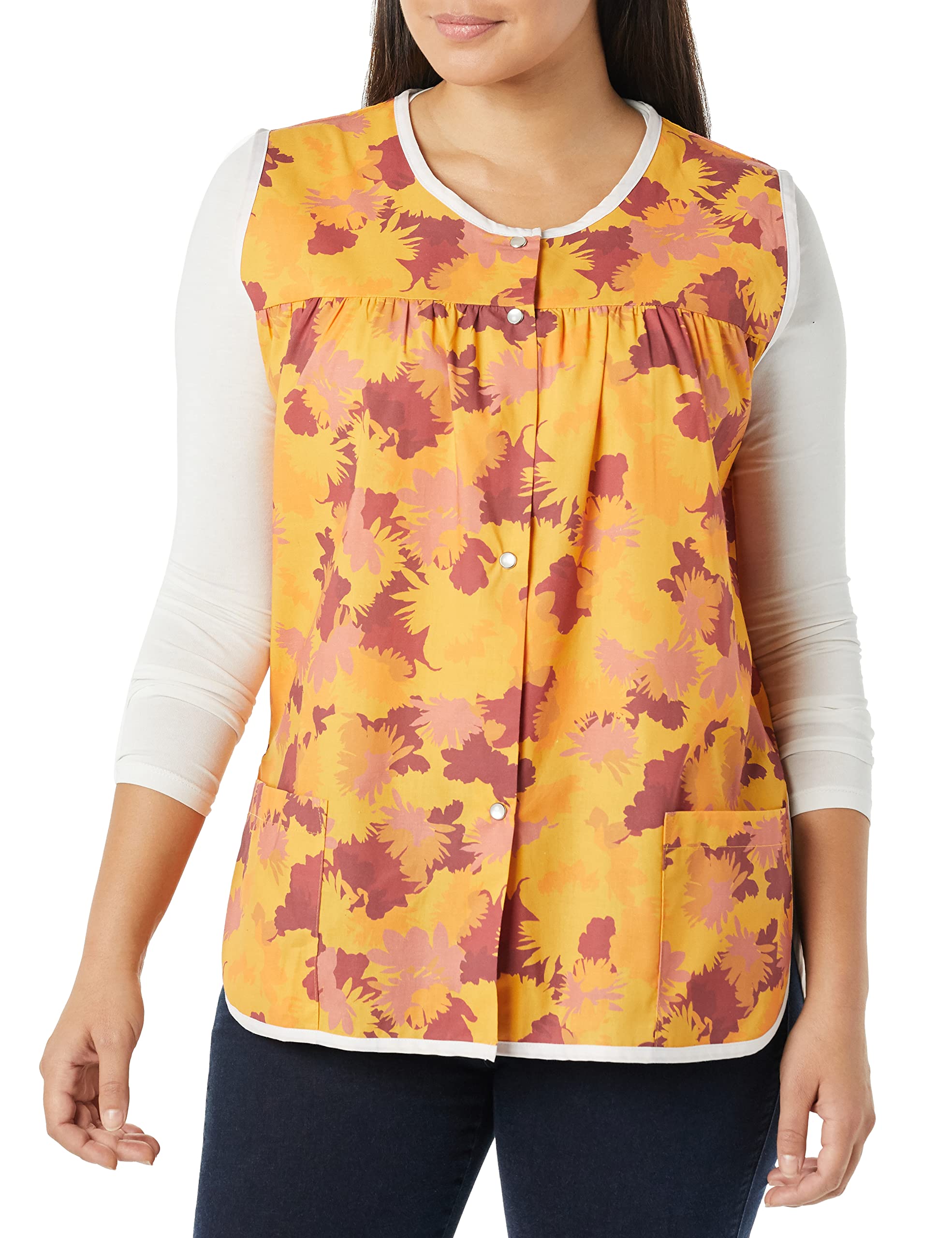 AmeriMark Easy-Care Snap Front Cobbler Aprons Vest with Two Patch Pockets