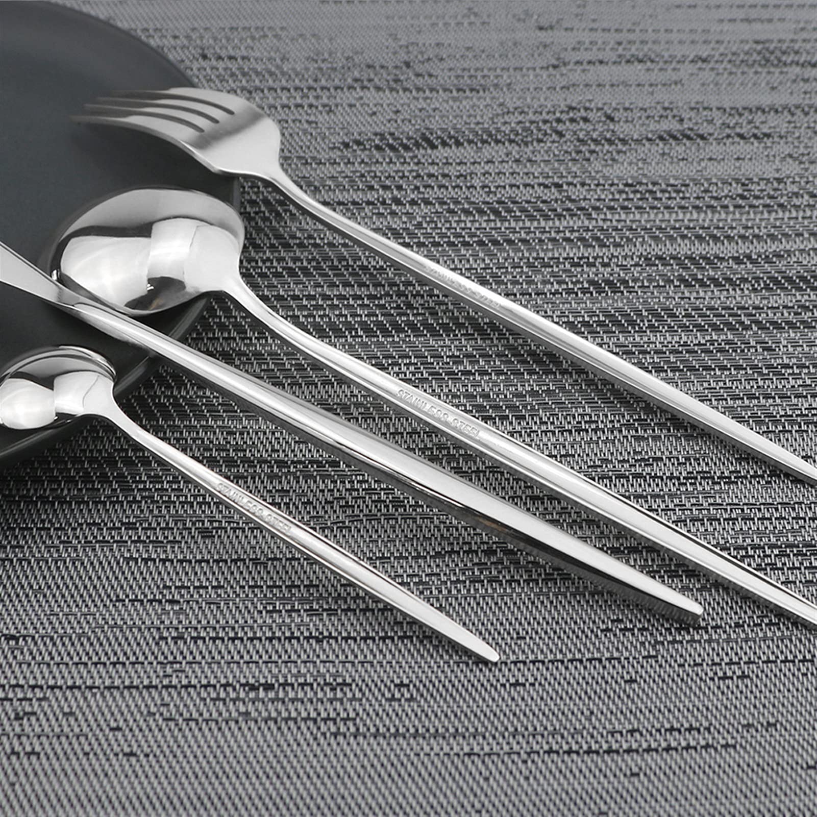 Besteck Set Edelstahl Geschirr Set Besteck Set Messer Gabel Spoon Abendessen Set Silber Home Geschirr Set (Color : 24 pcs)