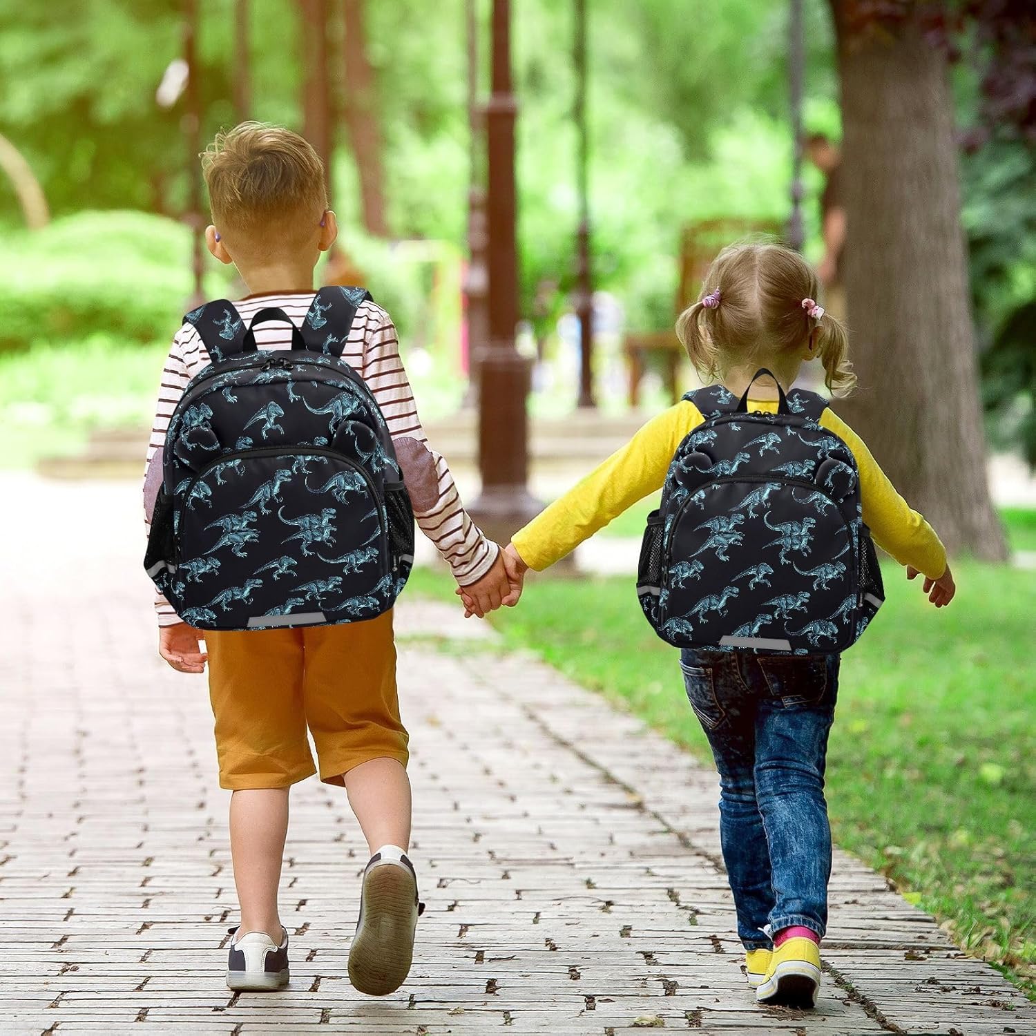Cute Ears Kids Backpacks Leash Boy's Girl's Anti-Lost Personalized Daycare Bag For Toddle with Reflective Strip Cartoon Dino Blue Black mochila escolar para ni?as