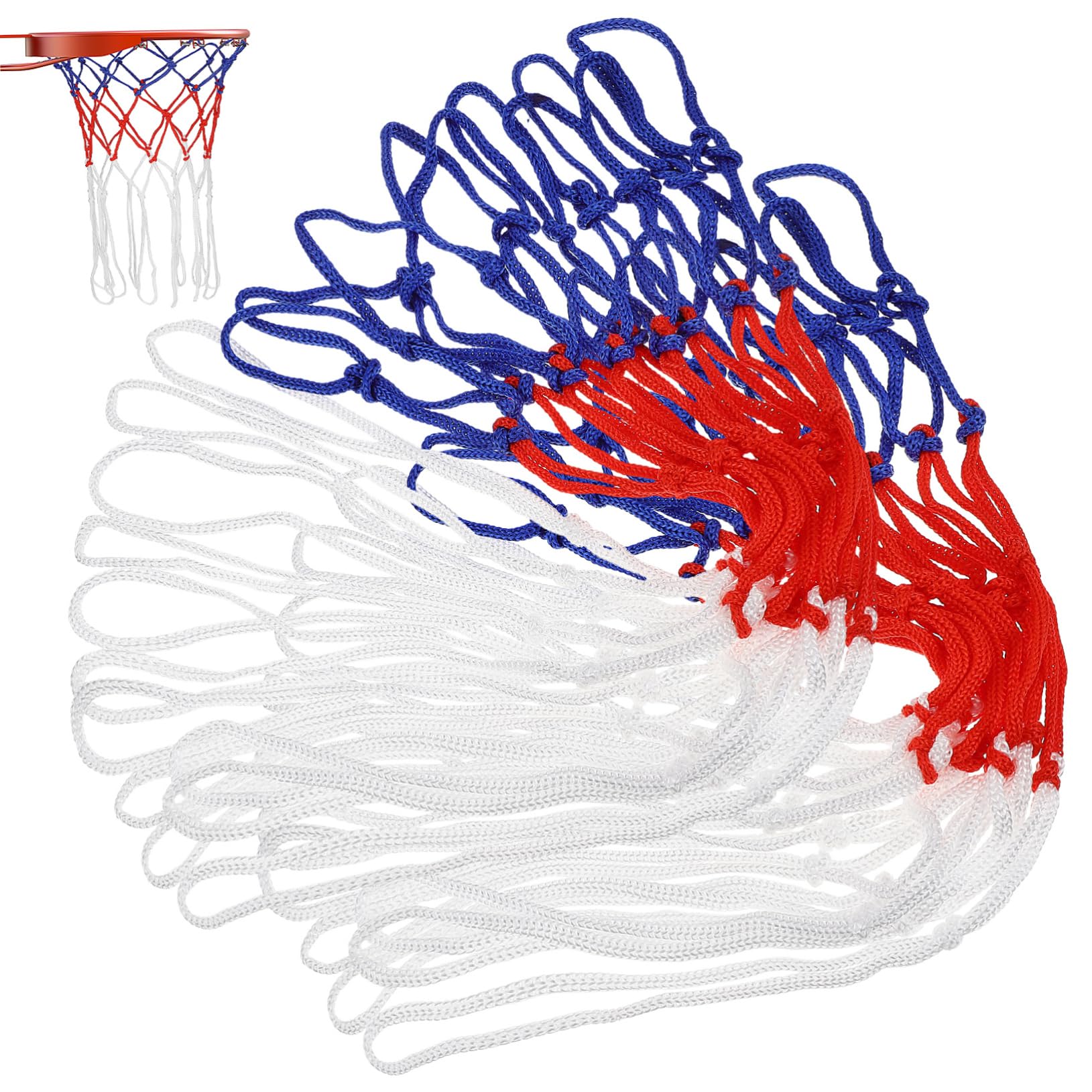 Gogogmee 2-Piece Basketball Net Replacement Outdoor/Indoor Hoop Nets Woven Nylon Netting Easy Install for Basketball Racks