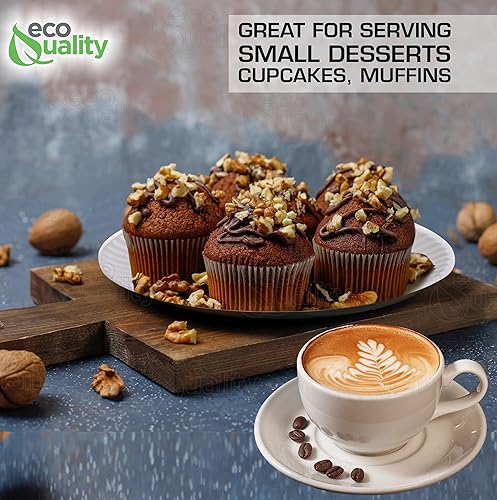 Miniatura 7 de EcoQuality 1000 unidades Platos de papel desechables blancos resistentes de 9 pulgadas, perfectos para fiestas, barbacoas, catering, oficina,