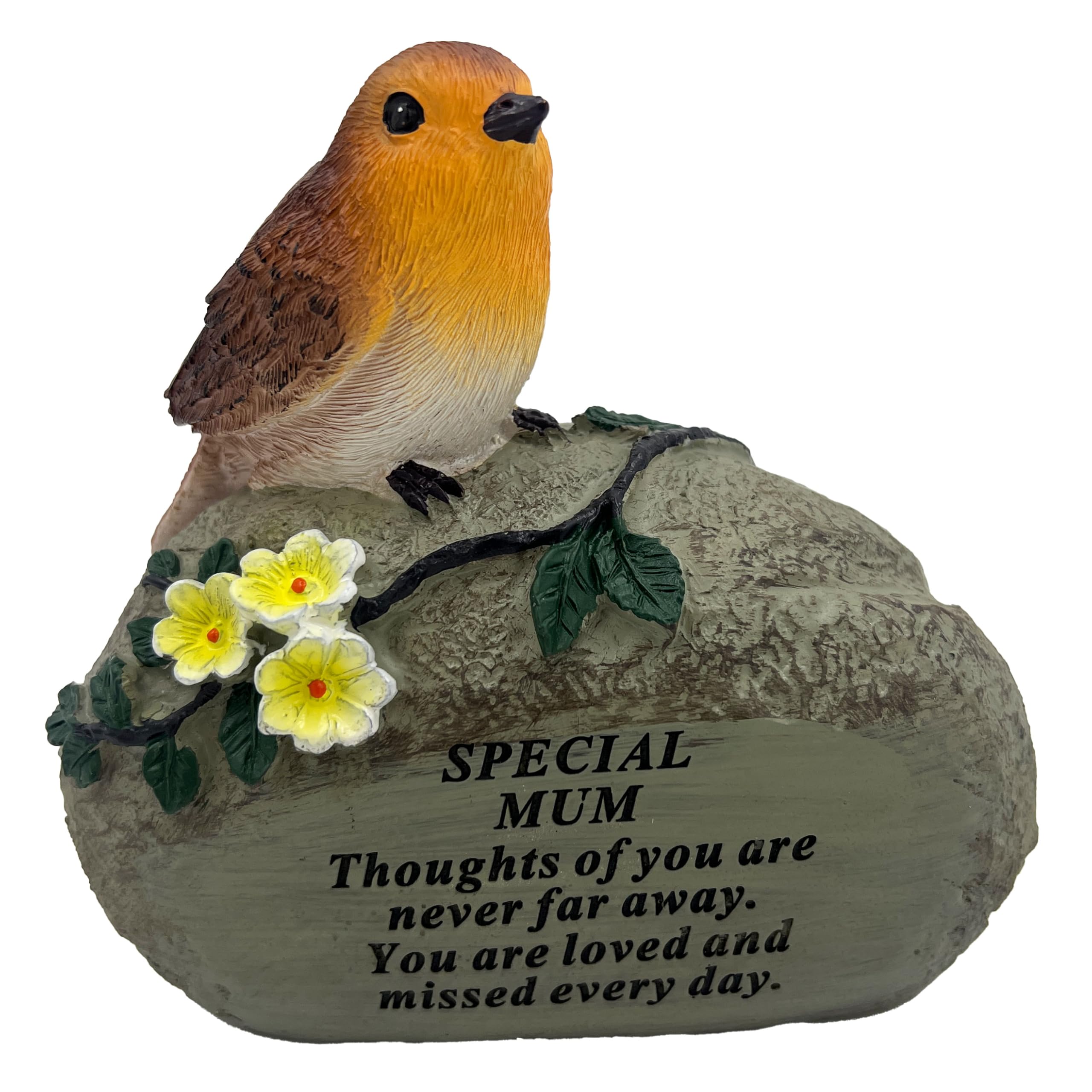 Angraves Multicolor Special Mum Graveside Memorial Robin Bird Resin Stone Grave Plaque Ornament Decoration Sadly Missed