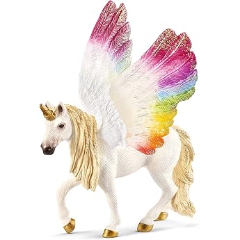 Schleich Bayala 70576 Winged Rainbow Unicorn 12 x 13 x 15 cm | Pegasus with Rainbow Wings Decoration for Unicorn Party Gift f