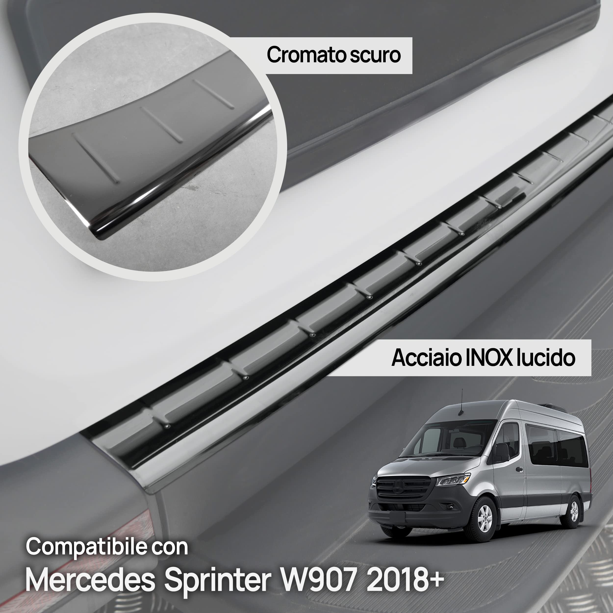Chromemaster Protezione Paraurti Posteriore In Acciaio INOX Per Toyota Proace (2016-) | Grafite Opaco | Antigraffio