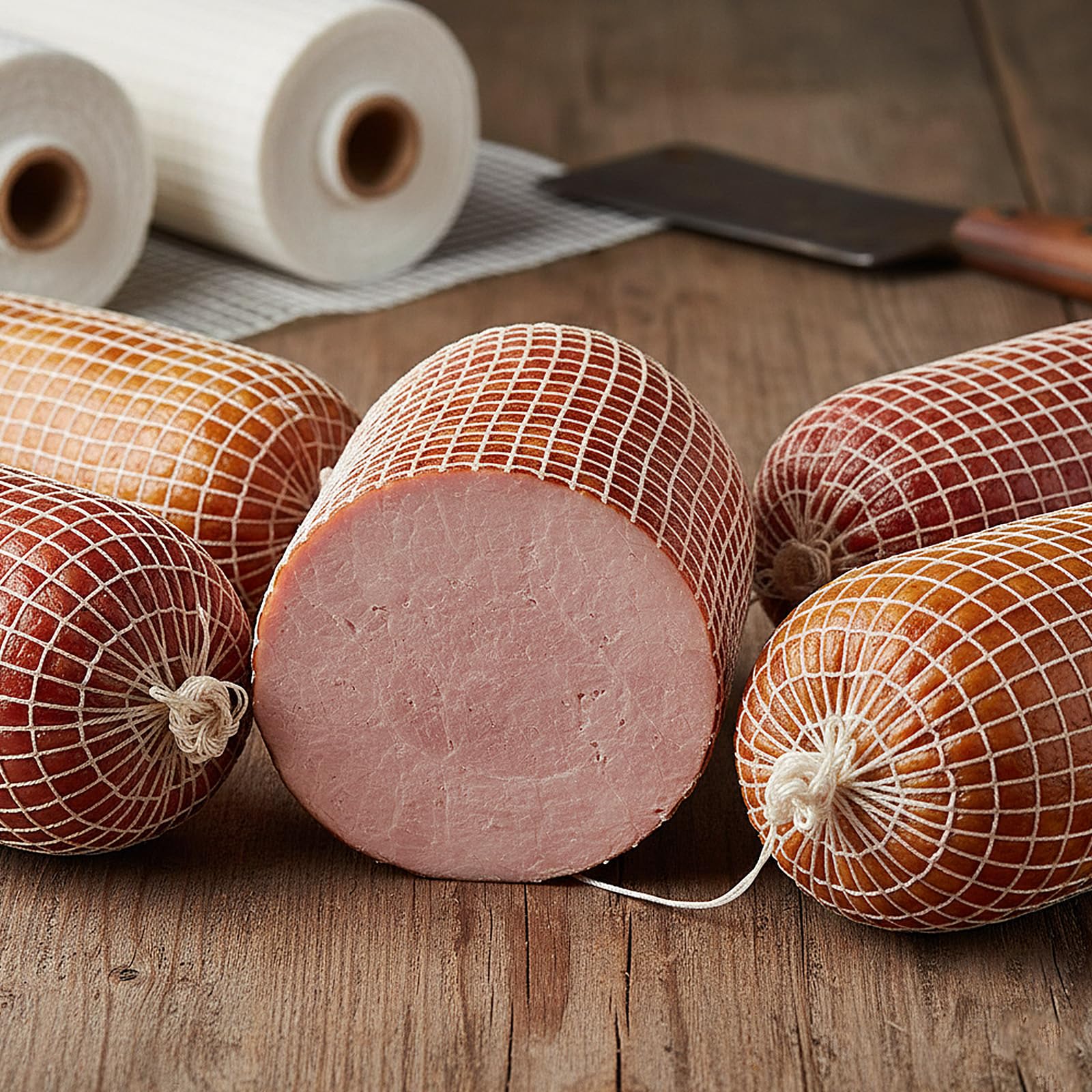 JJUNW Rollbratennetz, Schinkennetz zum Räuchern 16 Löcher Fleischnetz Elastisches 118zoll Rouladennetz Bratennetz Kaliber zum Aufbewahren Aufhängen Backen Kochen Schinken Fleischwurst