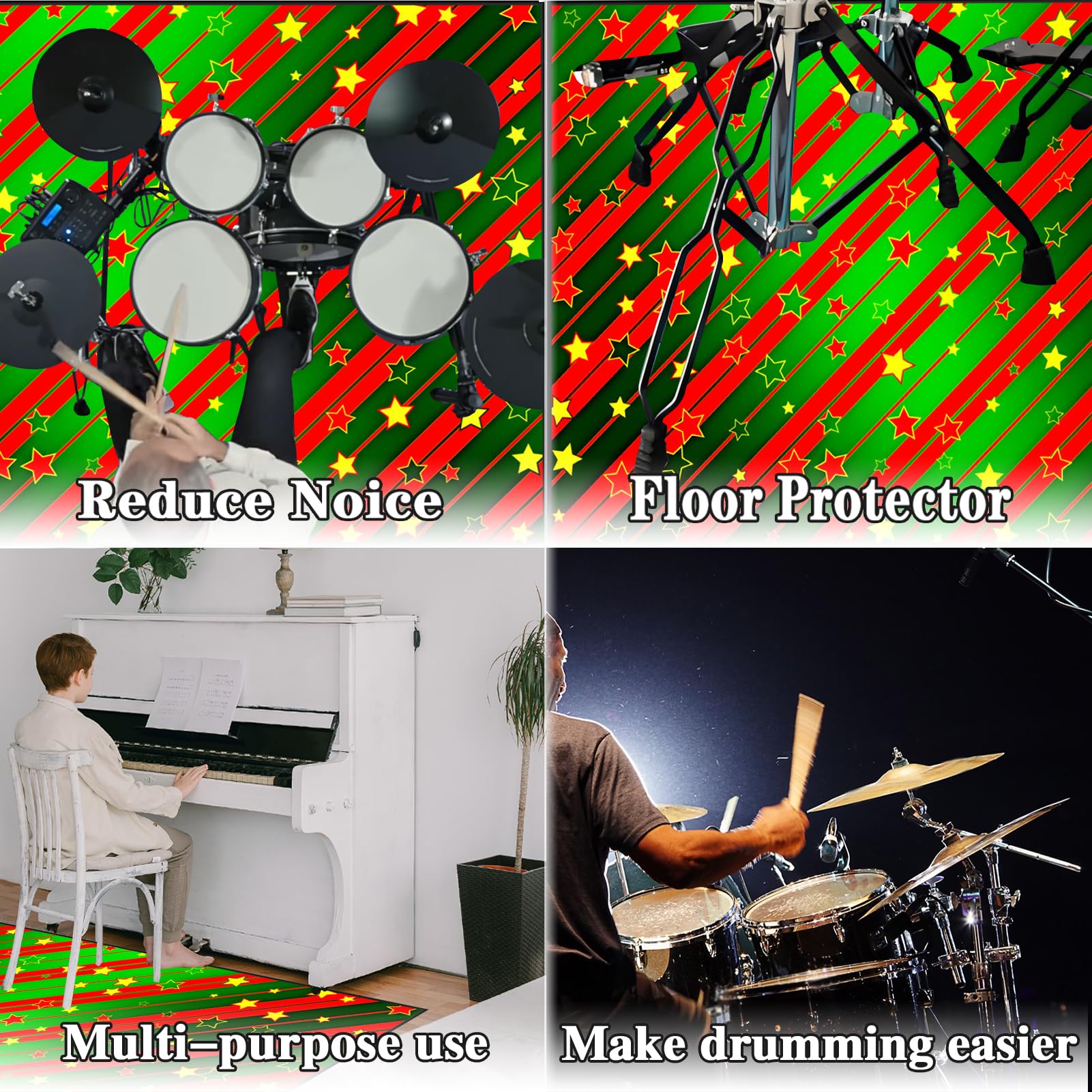 Antypoślizgowa mata perkusyjna, dźwiękoszczelny dywan perkusyjny do elektronicznych / jazzowych zestawów perkusyjnych, pedałów basowych, ochrona podłogi, akcesoria perkusyjne, dźwiękoszczelny