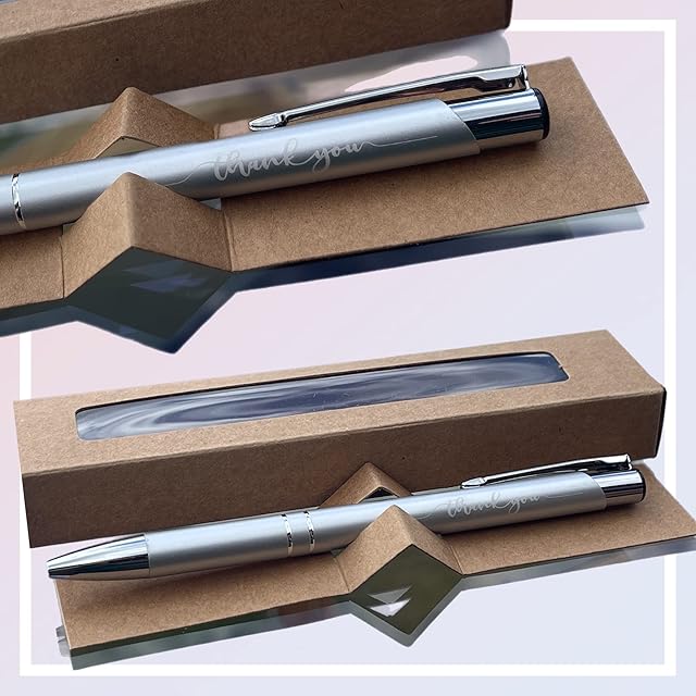 SpoonFromTheMoon Thank you Pen + Gift Box, Thank you gift, Laser Engraved Pen, Teacher Gift, Boss Pen, Thank You Gifts, Engraved Ballpoint Pen, Teacher Blue INK