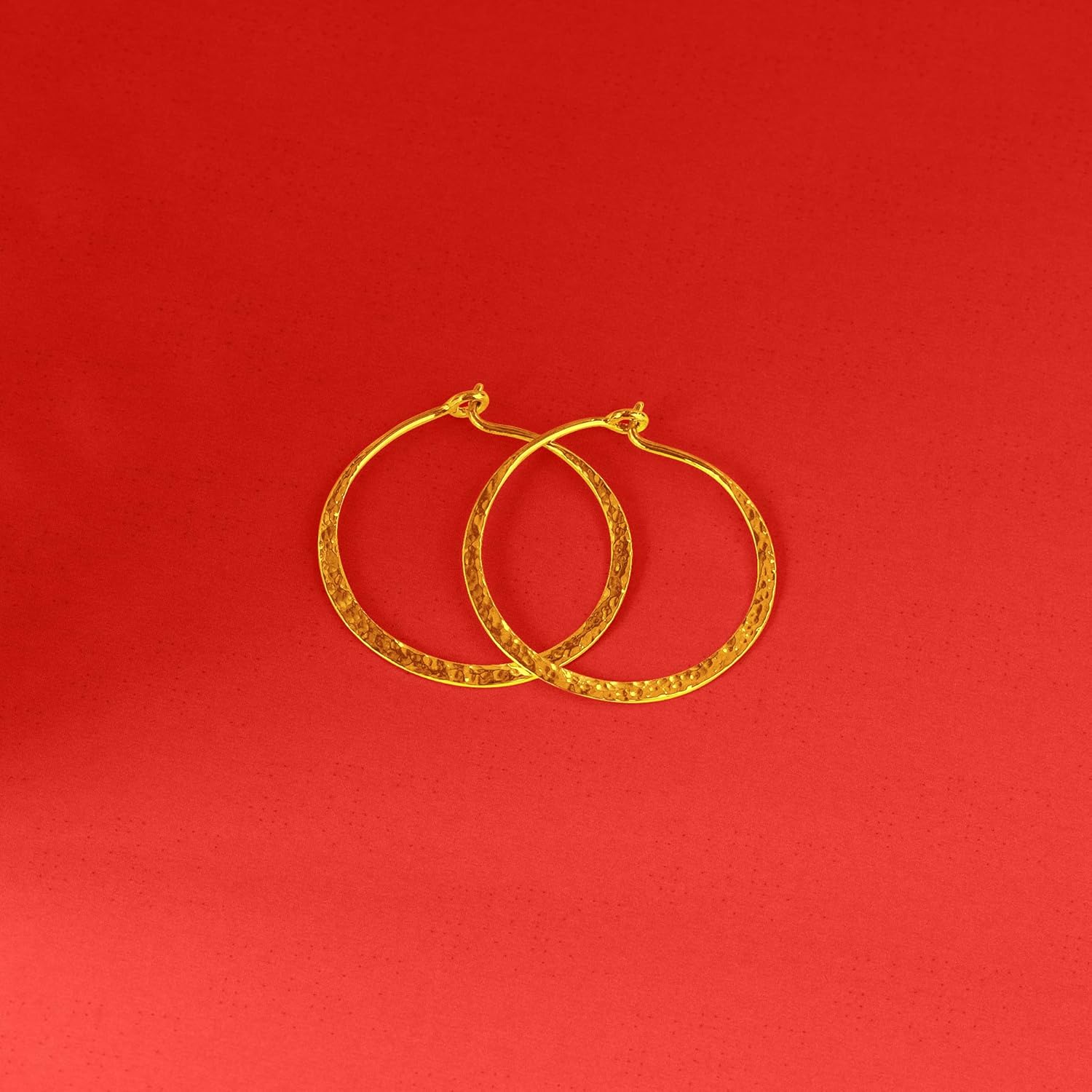 Boma Jewelry Sterling Silver Organic Hammered Textured Hoop Earrings with 14K Gold Plating, 1 Inch - Image 3