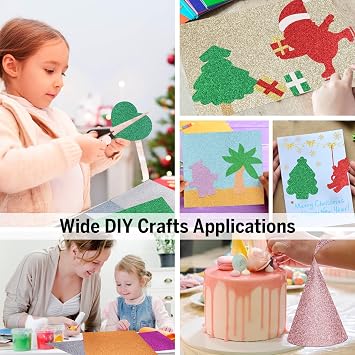 DIYASY 20 Pcs Glitter Faux Leather Sheets, Shiny PU Leather Fabric Sheet for DIY Crafts Wedding Sewing Making Earrings Cricut Bows Clips Christmas Decoration Party Favors, 8.3 x 11.8 Inches