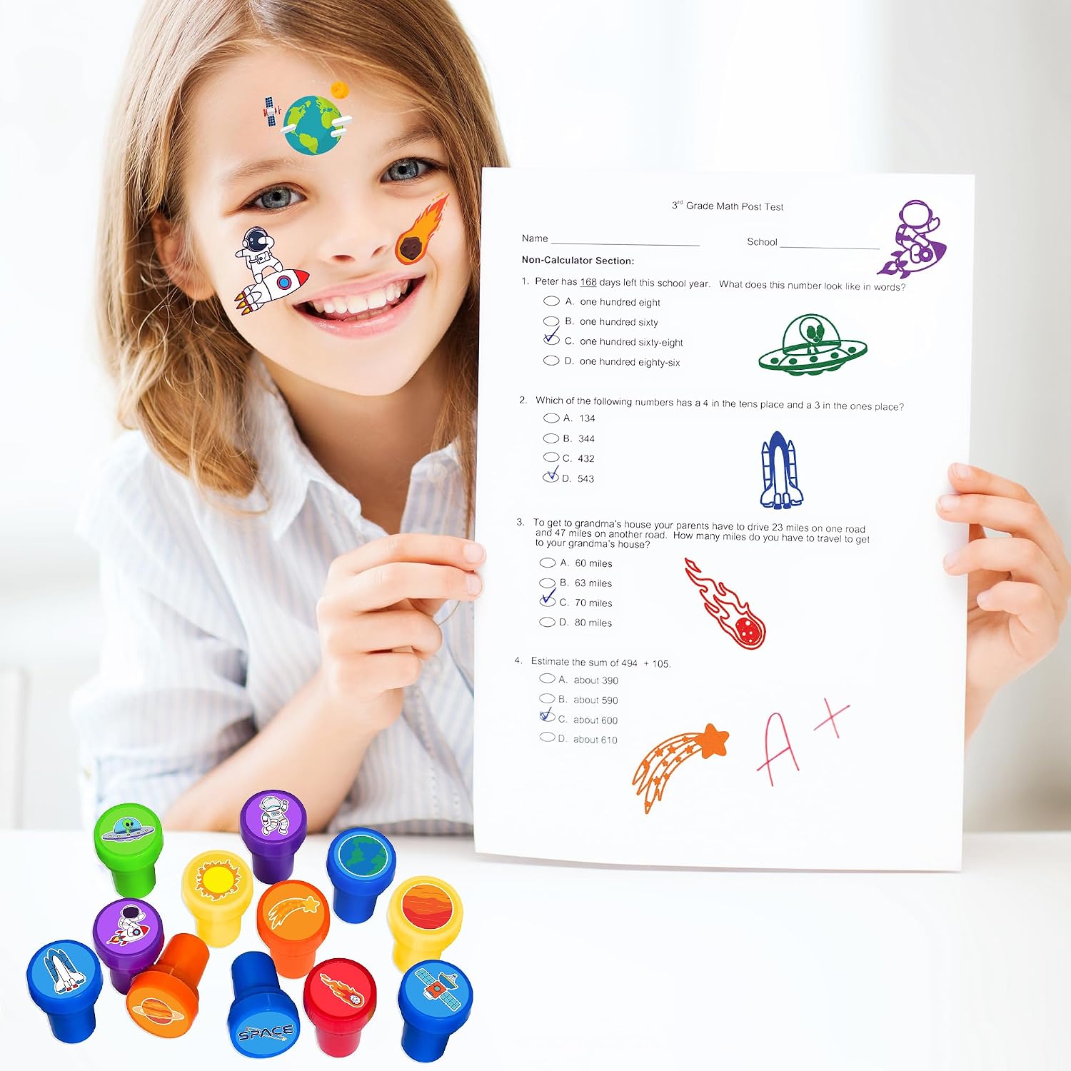 36PCS Space Party Favors for Kids - 12 Stamps & 24 Temporary Tattoos image 5