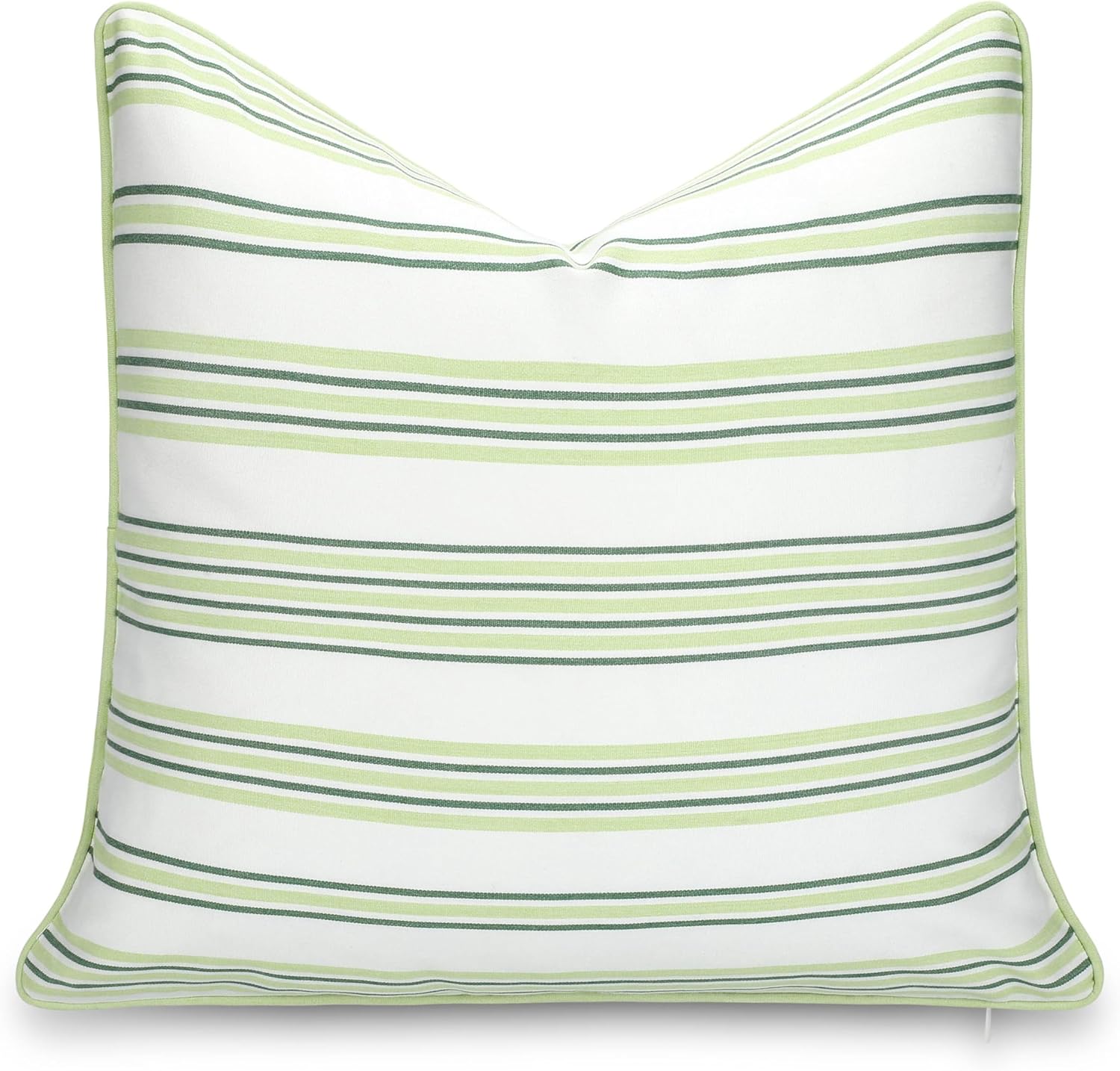 Hofdeco Premium Coastal Hampton Outdoor Performance Throw Pillow Cover Only, 20"x20" Water Repellent, UV and Fade Resistant for Backyard, Couch, Poolside, Azure Blue Indigo Woven Harbor Stripes