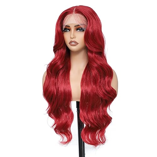 Miniatura 8 de X-TRESS Peluca rubia negra con reflejos, peluca frontal de encaje con encaje HD predepilado de 13 x 4 x 1, peluca sintética de 28 pulgadas de largo,