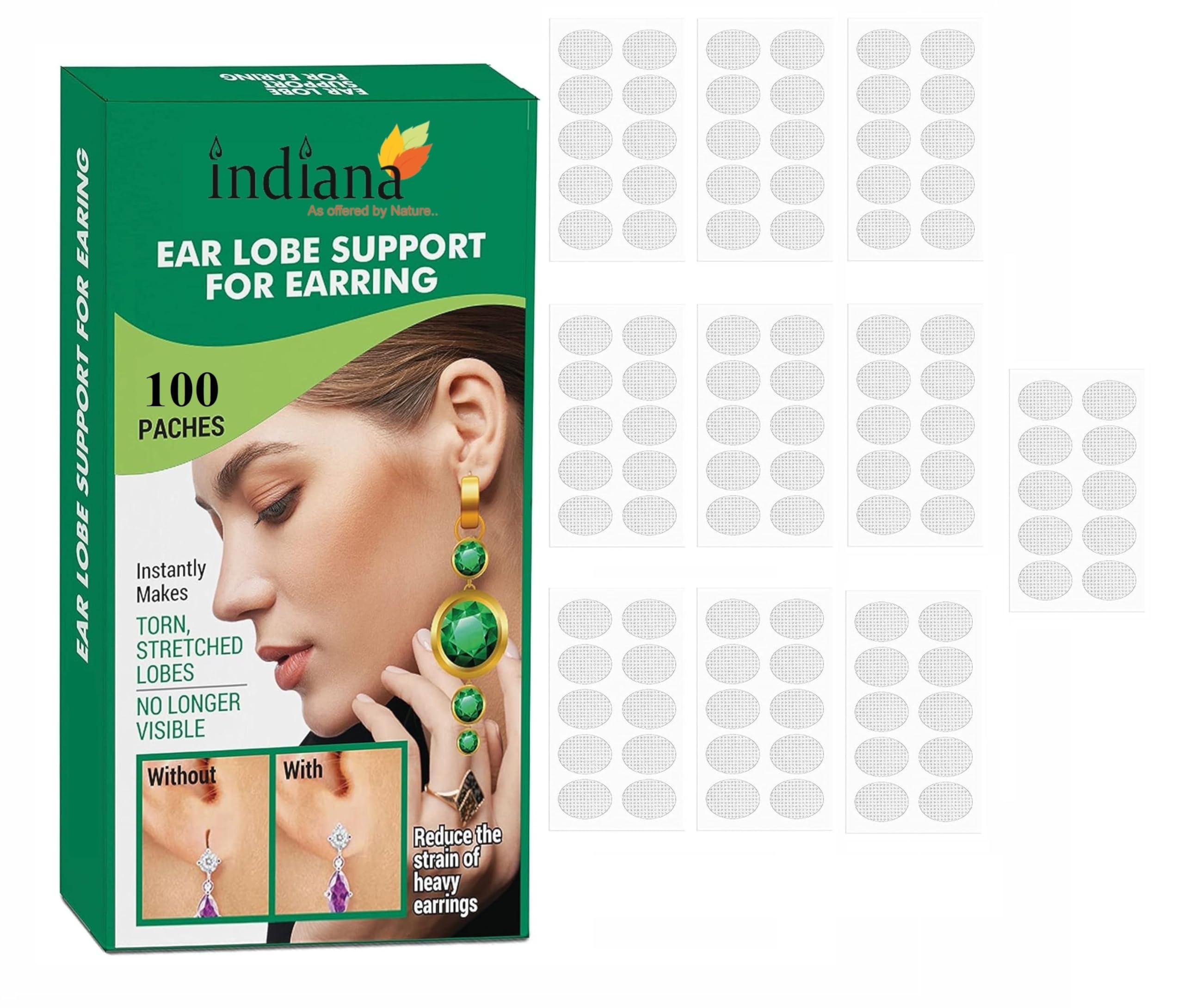 Indiana Girls & Women Invisible Waterproof fashion Ear Lobe 50 pcs Support for Earrings Self Adhesive Oval Ear Lobe Tape Support For Heavy Earrings Flexible-image-37