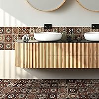 Vista 2 de Lukery Azulejo de despegar y pegar, impermeable, para cocina, mandala, azulejos autoadhesivos, azulejos de PVC, azulejos de pared, azulejos