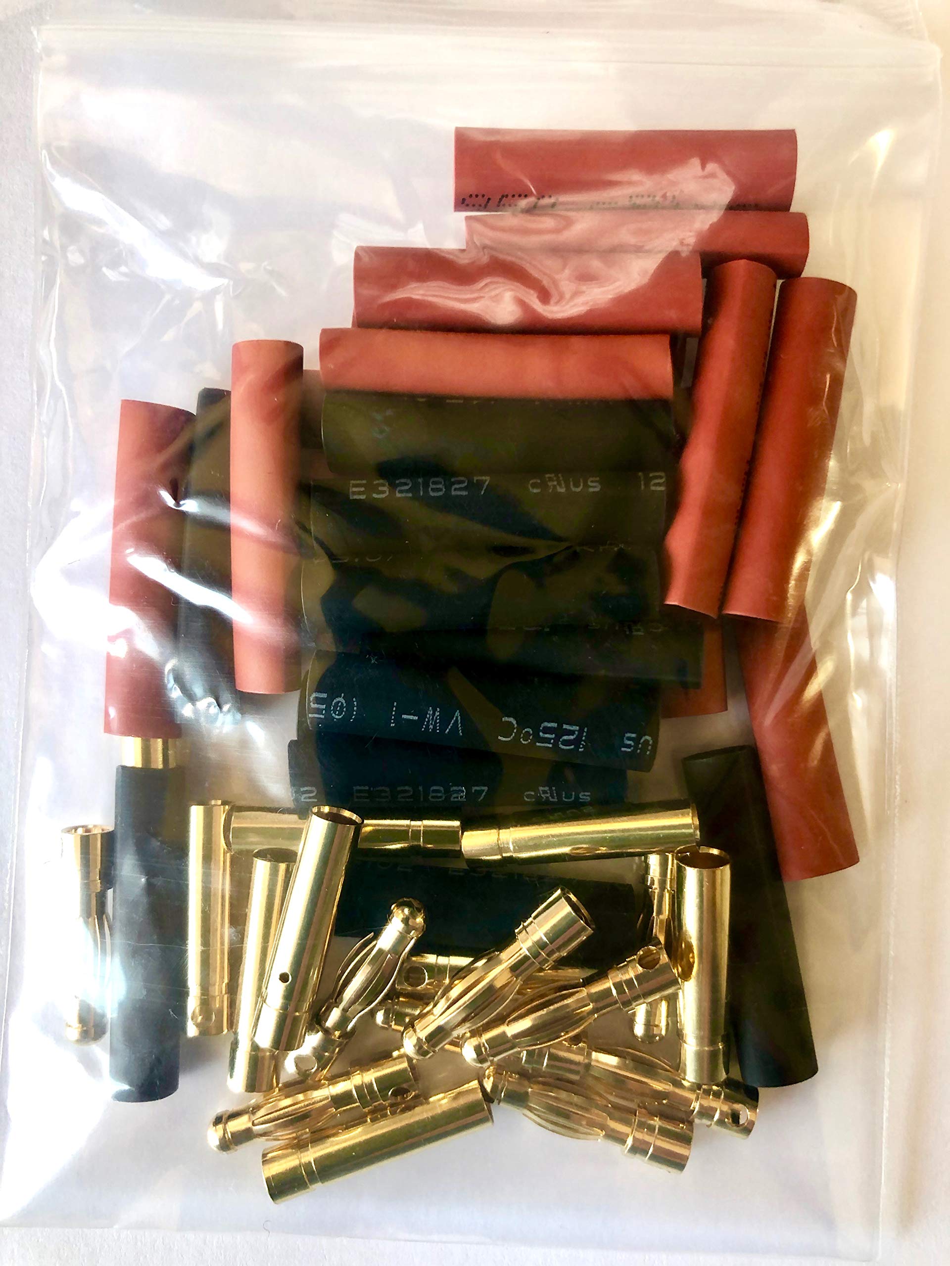 50 Paar (100 Stück) 4mm 4 mm 4.0mm 4,0mm Goldkontaktstecker Steckverbinder Goldstecker Stecker Buchse inkl. Polyolefine Schrumpfschlauch Schrumpf für Lipo Akku ESC