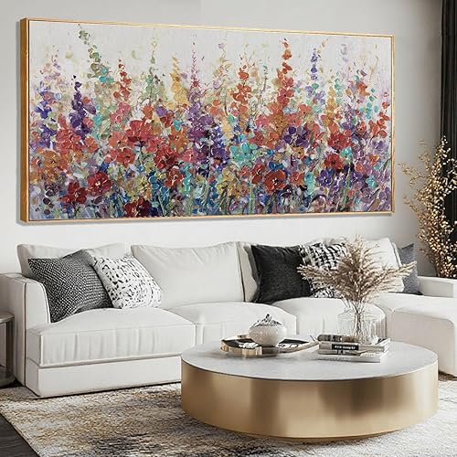 Miniatura 9 de XIANSHOU Arte de pared rosa y dorado con textura de flores para dormitorio, sala de estar, oficina, habitación de niñas, decoración de pared, 29 x