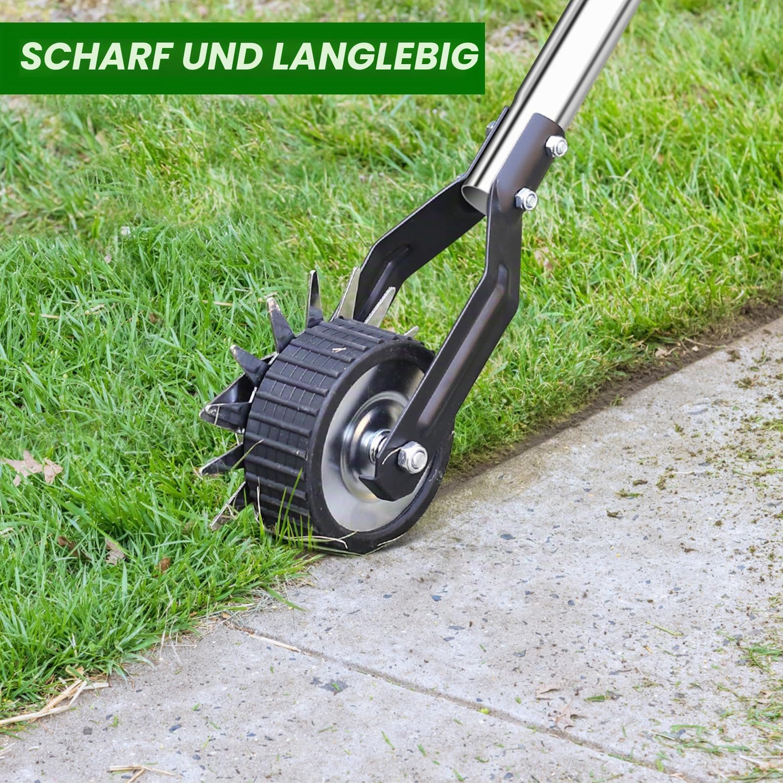 Kantenschneider Rad-Rotationskantenschneider, manueller Rasenkantenschneider für Gehwege, Edelstahlgriff, verstellbare Höhe -66.7Inch
