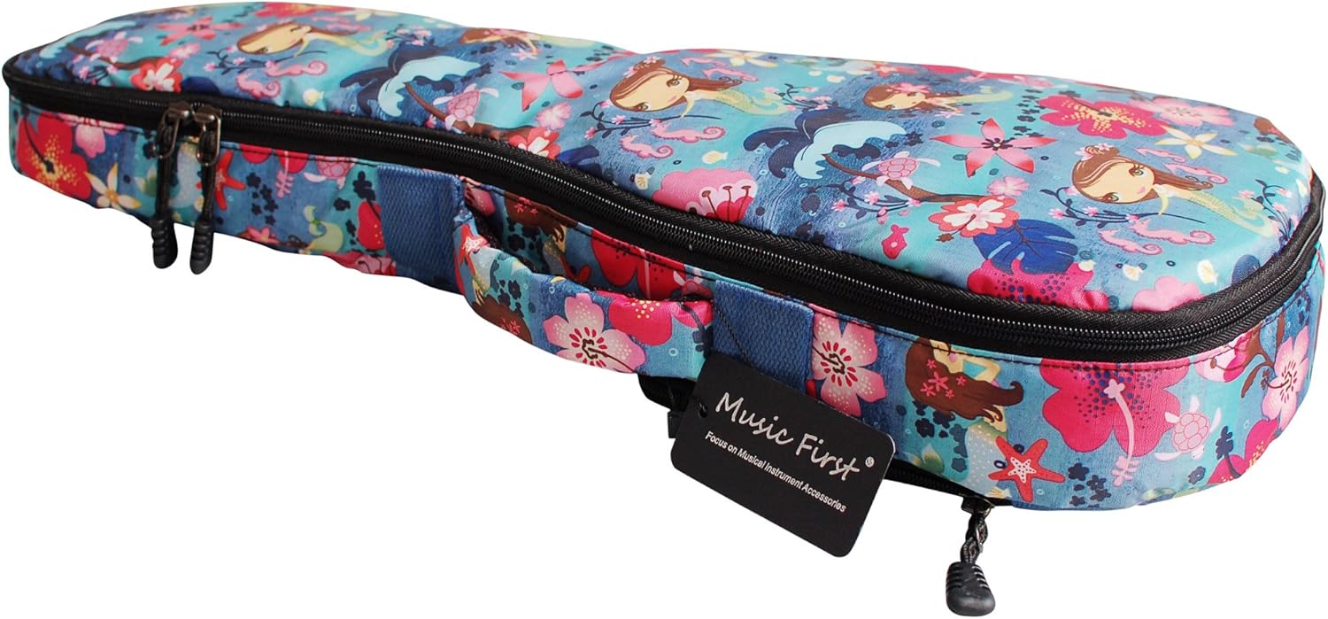 MUSIC FIRST® Ocean Blue “Little Mermaid”, Ukulele Bag Ukulele Case, Original Design, Best Gift! (21 inch Soprano, Ocean Blue)
