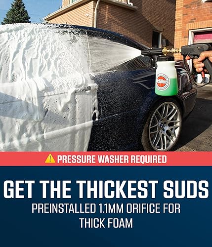 Miniatura 9 de McKillans Pistola giratoria PRO + cañón de espuma (mes ancho), pistola de lavado a presión corta con giratorio, mango de alta presión, dispensador