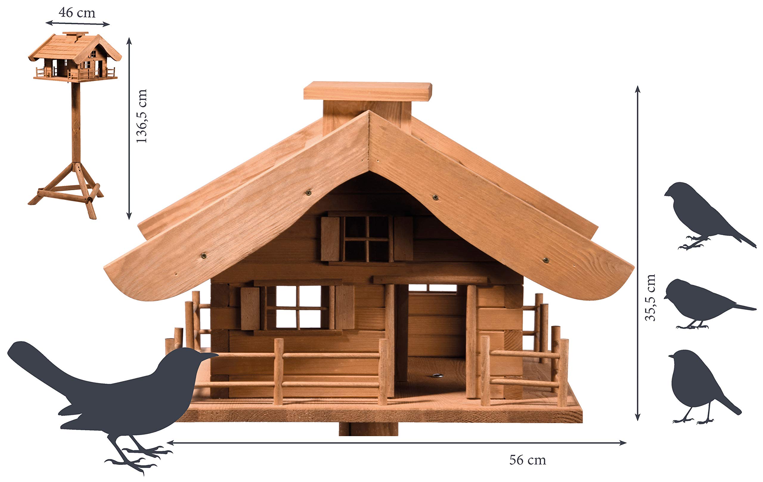 dobar 98370e - Comedero para pájaros (tamaño XL), diseño de casa de pájaros de Madera Maciza
