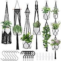 SFENNGPET Macrame Plant Hangers 6 Pack - Handmade Boho Hanging Planters Kit for Indoor Outdoor Plants, Hooks Included (Pots Not Included)