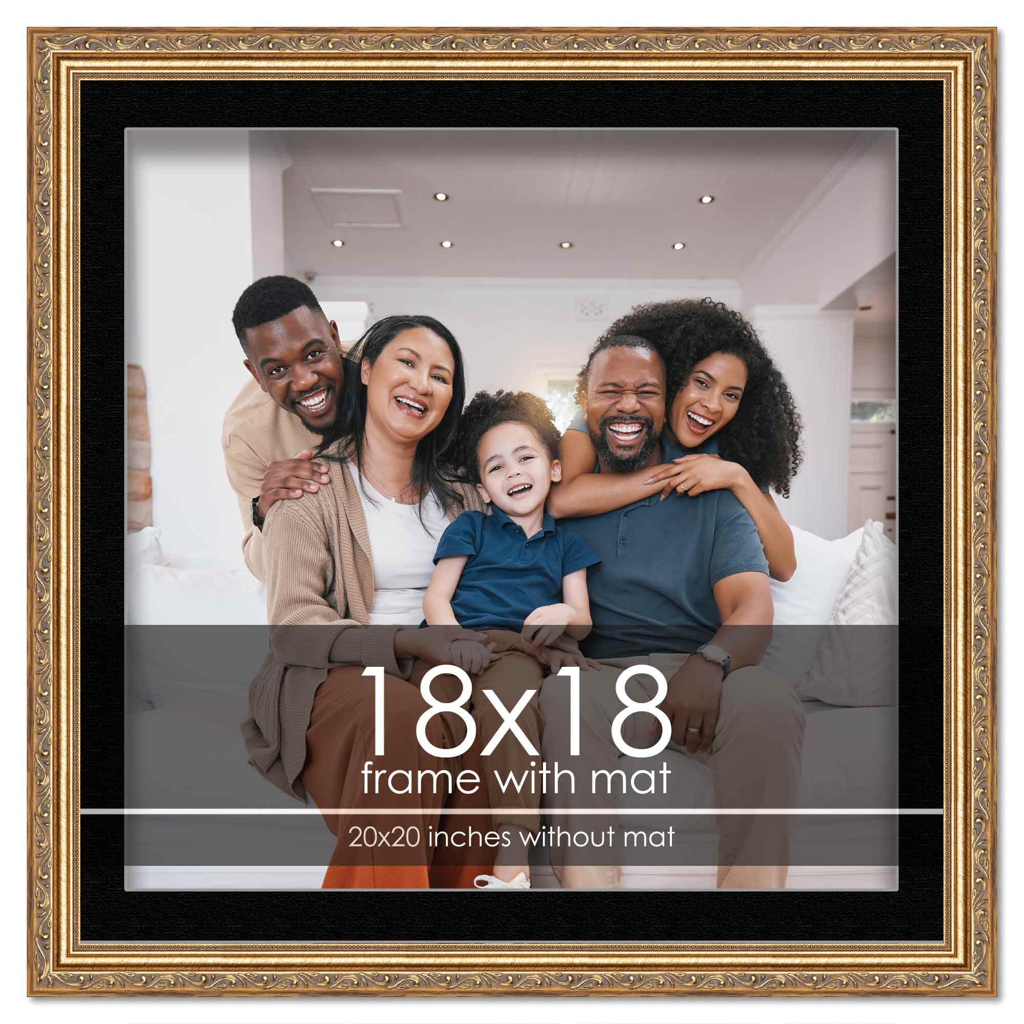 Amazon.com - 18x18 Frame with Mat - Antique Gold 20x20 Frame Wood