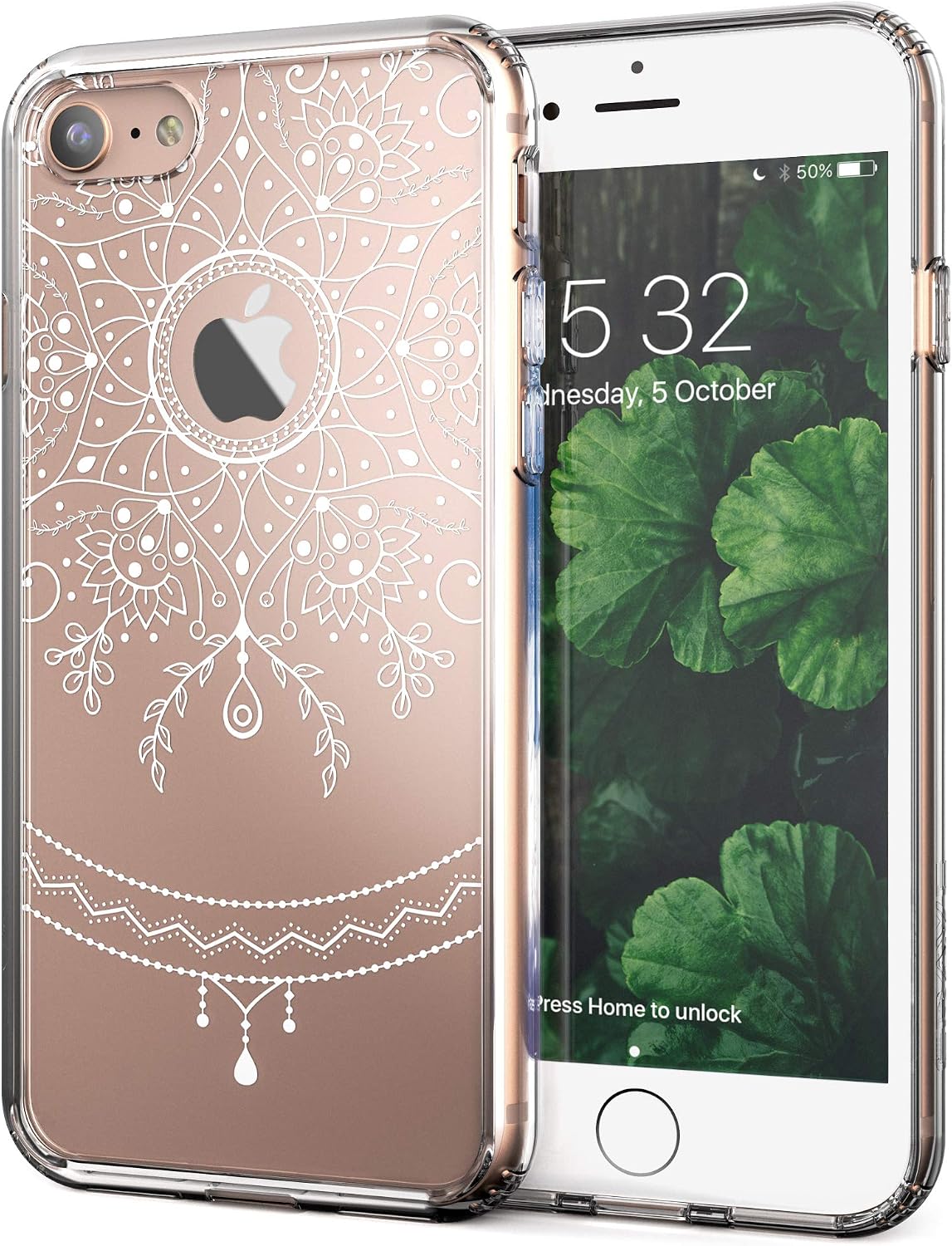 Crave iPhone 7 Case, Clear Guard Protection Case for Apple iPhone 7 (4.7 inch) - Henna Leafy Edition