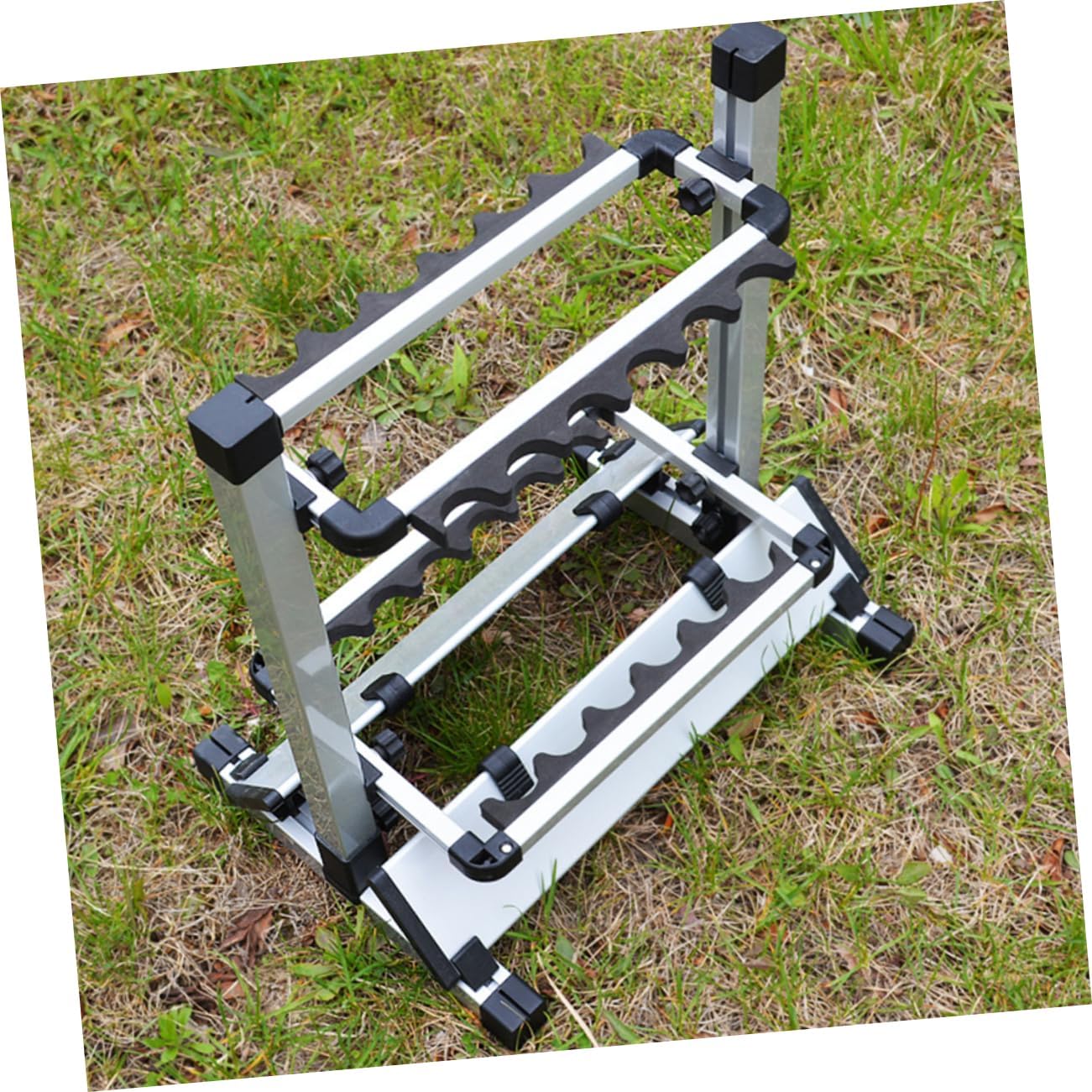 12holes Fishing Rod Rack Display Stand Rod Holder Aluminum Alloy No Tools Needed Assembly
