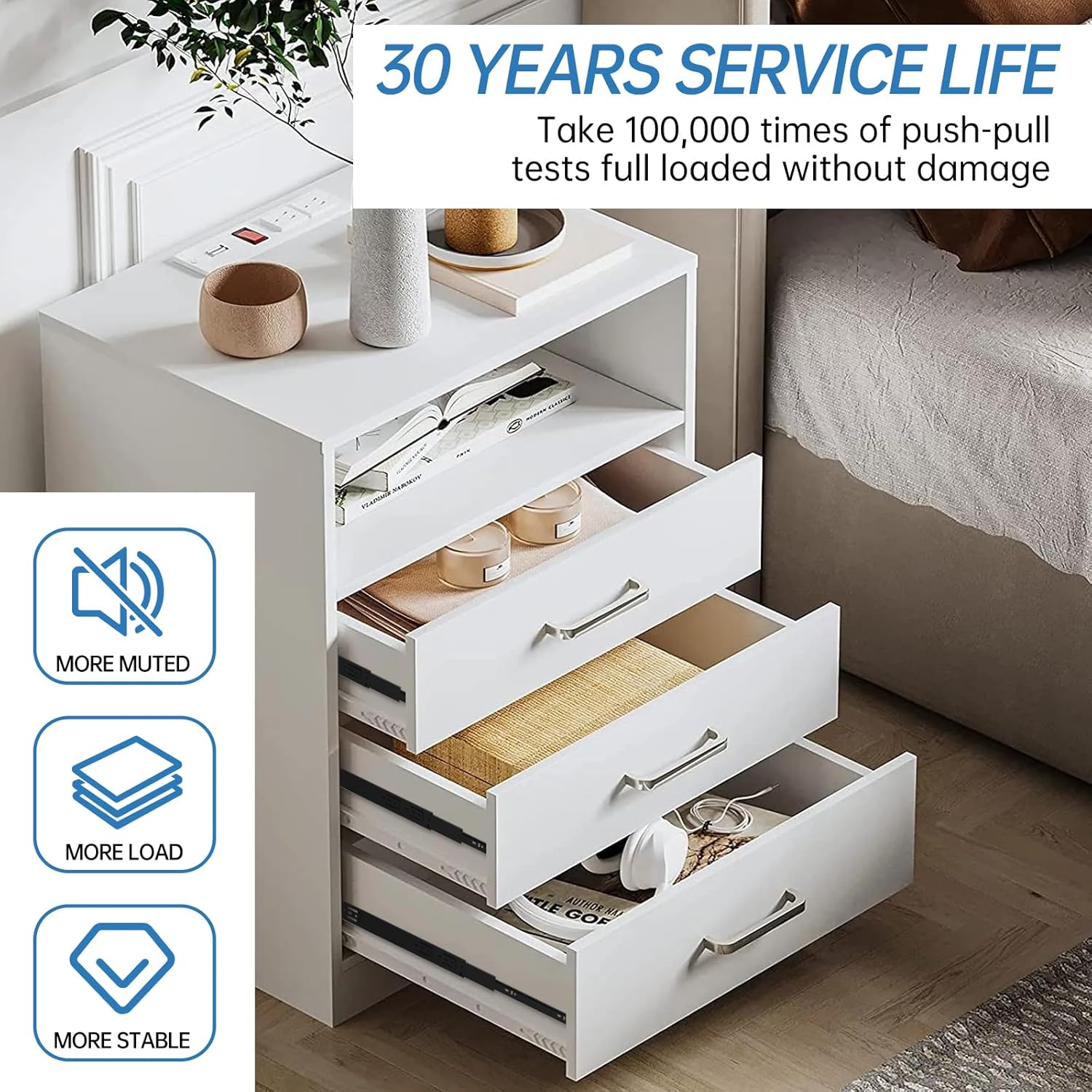 SONEE Side Mount Soft Close Drawer Slides 10 Pack, Full Extension Drawer Glides, 3 Fold, Ball Bearing, Bottom Mount, Heavy Duty 100 LB, Black (5 Pair, 18 Inch)