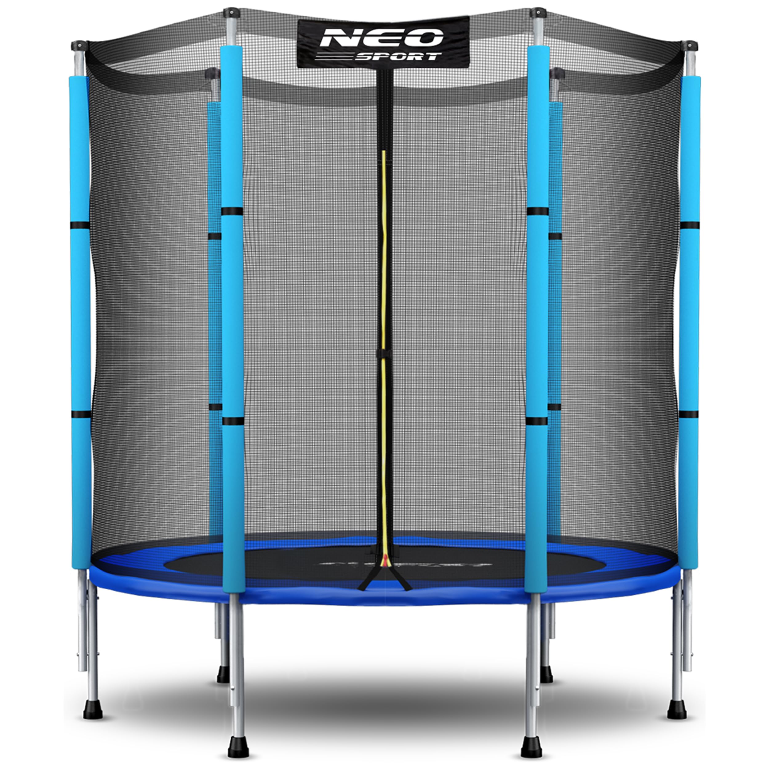 Neo-Sport Trampolin Outdoor Kinder Kleine Gartentrampolin Sicherheitsnetz Außen Leiter Gepolsterte Stangen Wetterfest Rostfrei Blau Schwarz
