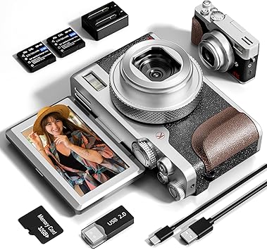 Digital Cameras for Photography,48MP&4K Video, 18X Zoom Vlogging for YouTube, Portable Compact Small Camera with 2 Batteries, Digital Point and Shoot Camera