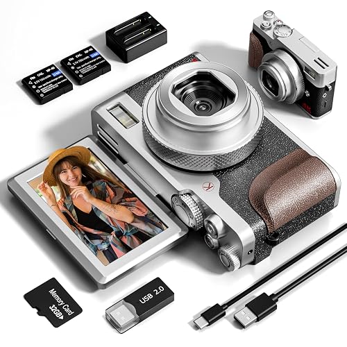 Digital Cameras for Photography,48MP&4K Video, 18X Zoom Vlogging for YouTube, Portable Compact Small Camera with 2 Batteries, Digital Point and Shoot Camera