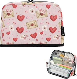 Love Letter Foldable Stand-Up Pencil Holder Organizer with Magnetic Snap Design, Large Capacity Portable Pencil Case for School Office Travel Supplies