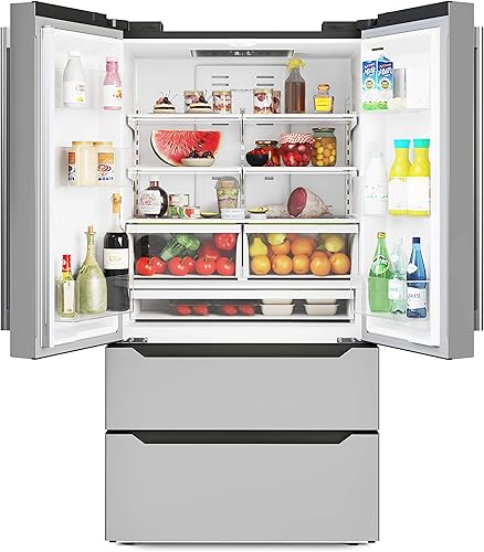 Miniatura 15 de KoolMore Refrigerador de puerta francesa de 30 pulgadas y 18.5 pies cúbicos con profundidad de mostrador con tres puertas y congelador profundo