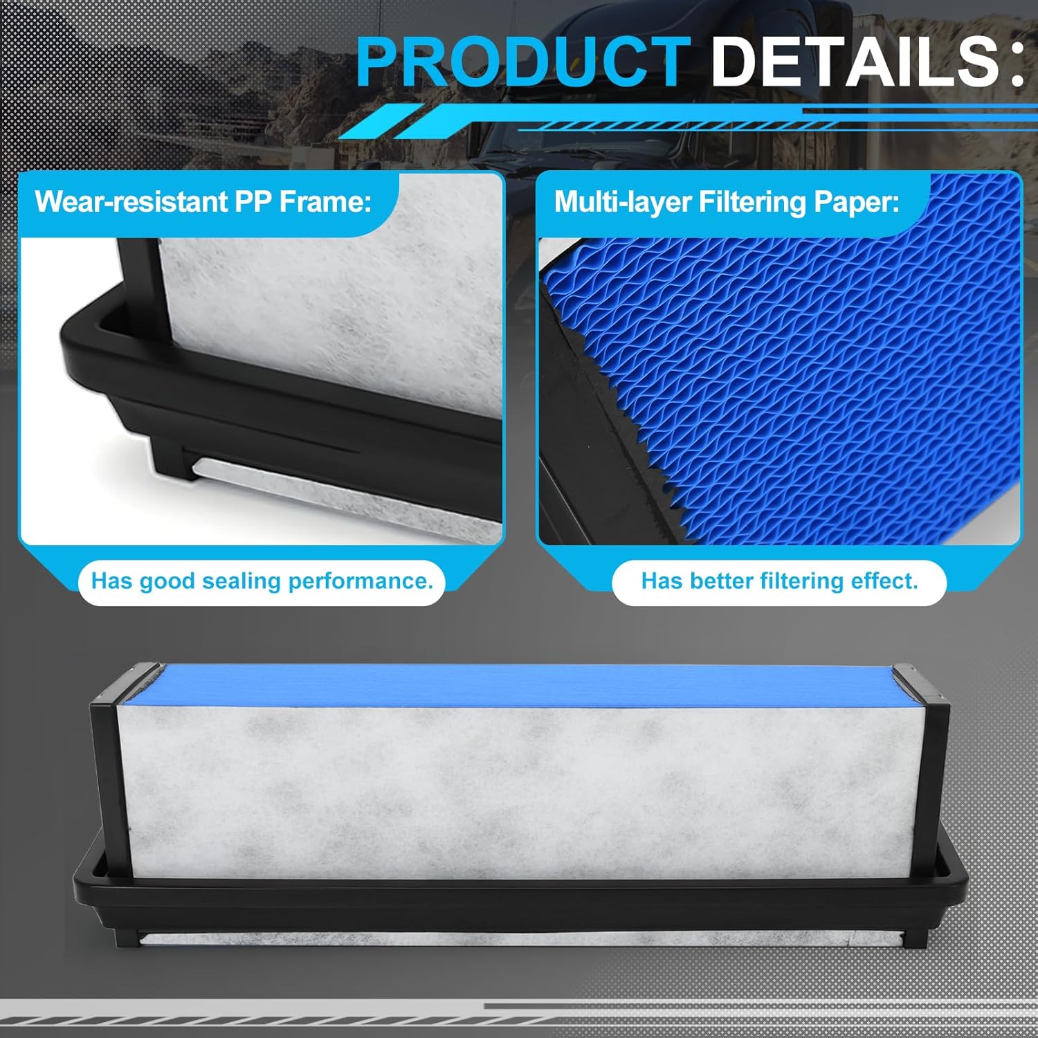 PTNHZ Engine Air Filter Compatible With Freightliner Cascadia 2018-2022 Replace 0342776010 91559 TR504-EF 997879 (1 Pack)