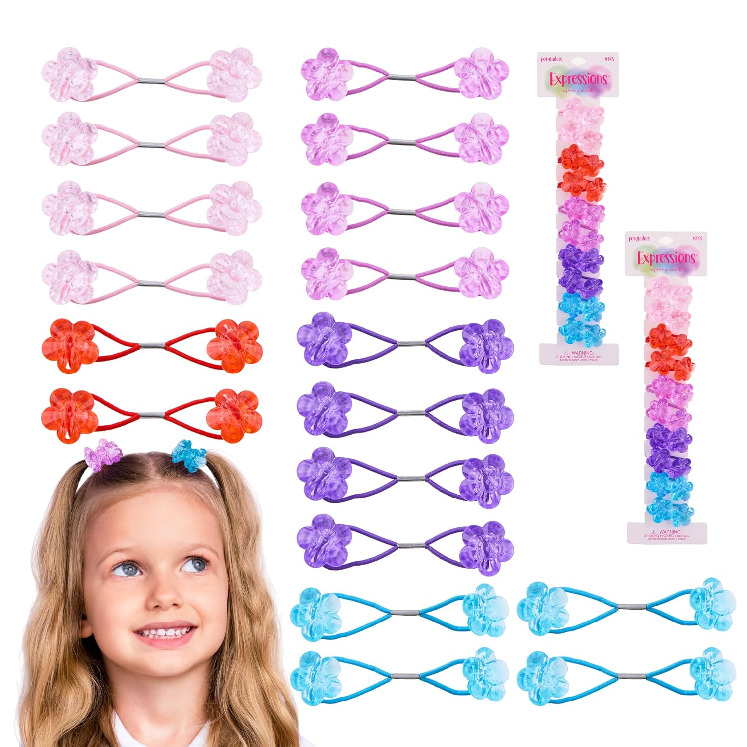 Glitter Flower Ponytail Holders – Sparkly Hair Ties for Girls