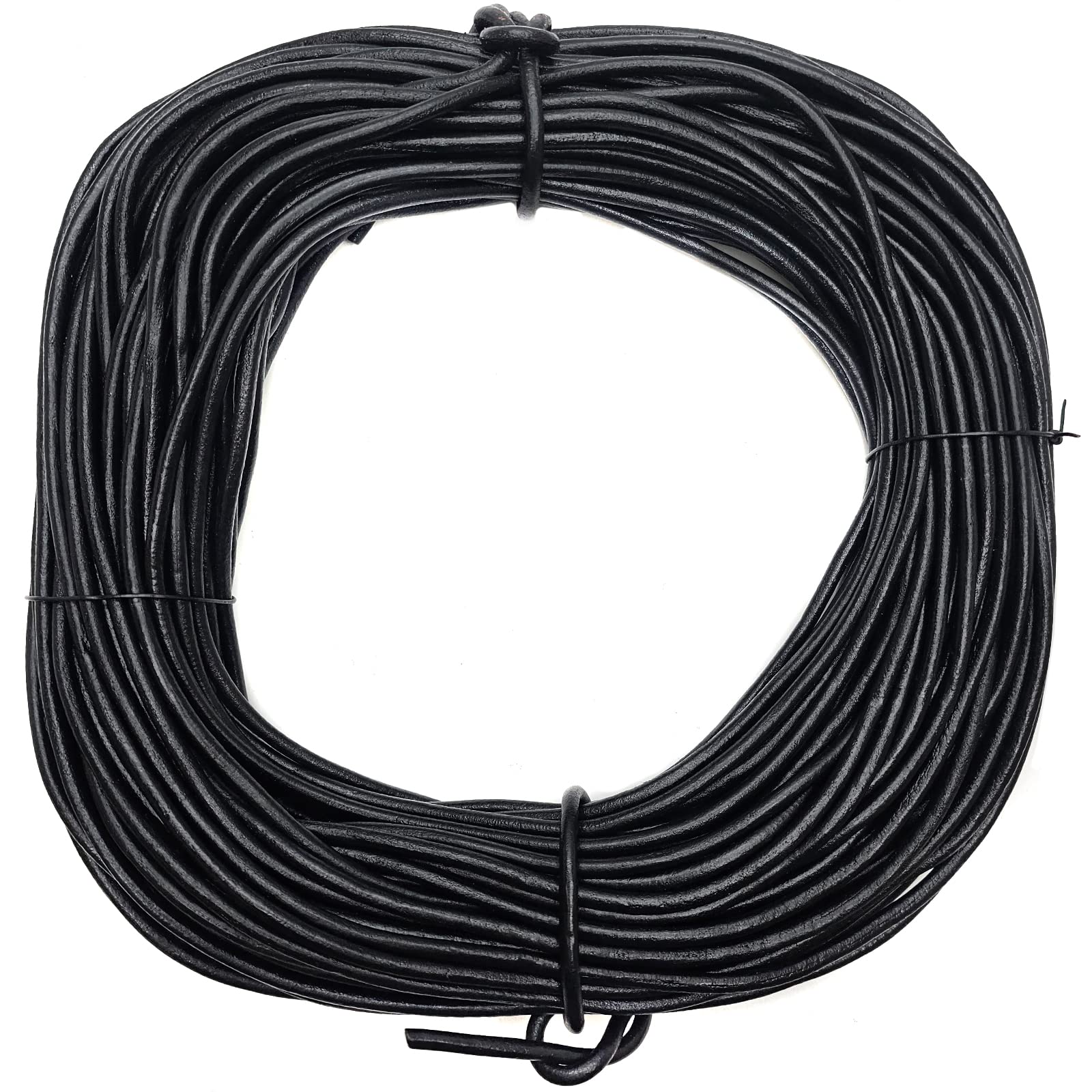 Cordino rotondo in cuoio, 6 mm-, nero, 20 m