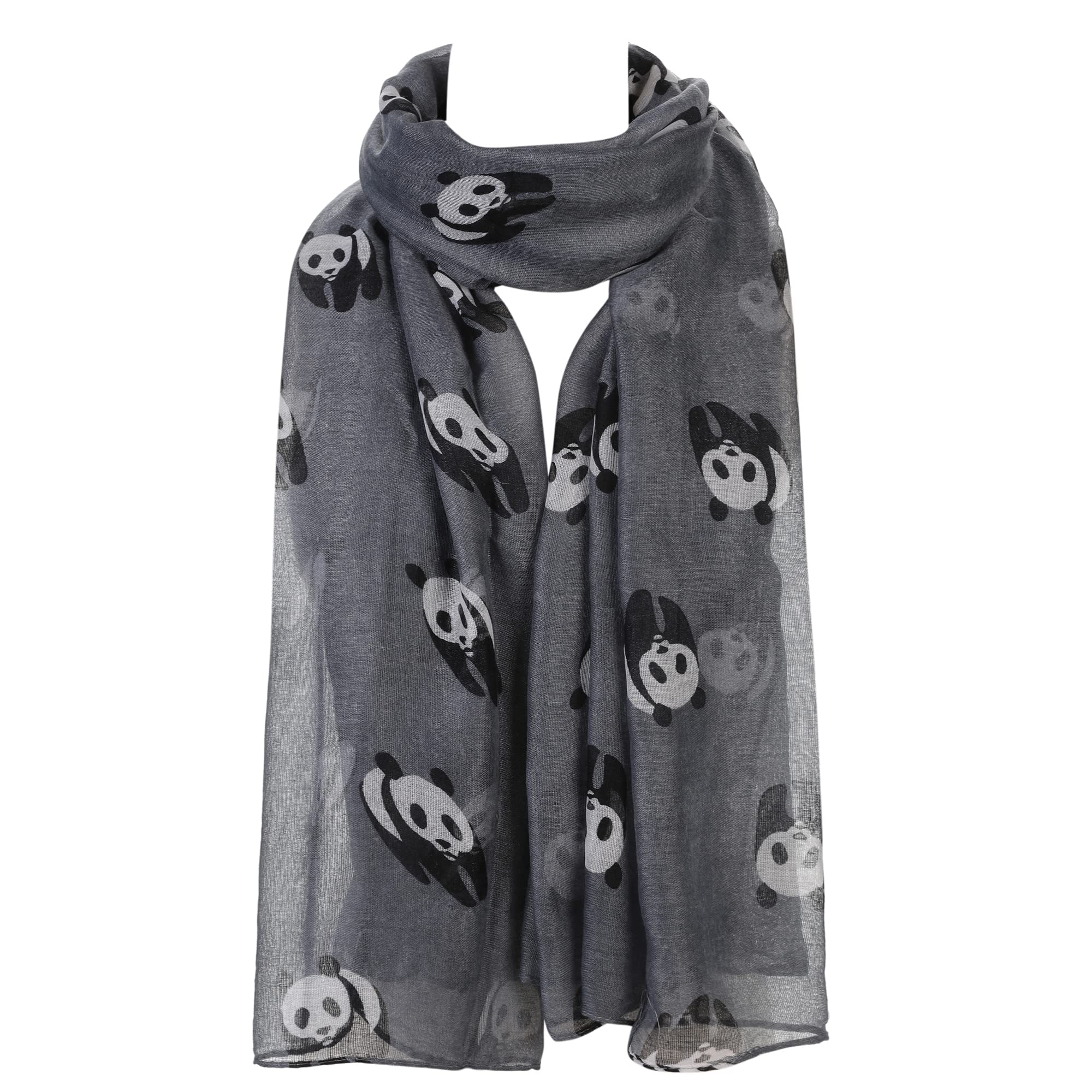London Scarfs Ladies Women s Panda Print Scarf Wraps Shawl Soft Scarves (Grey)