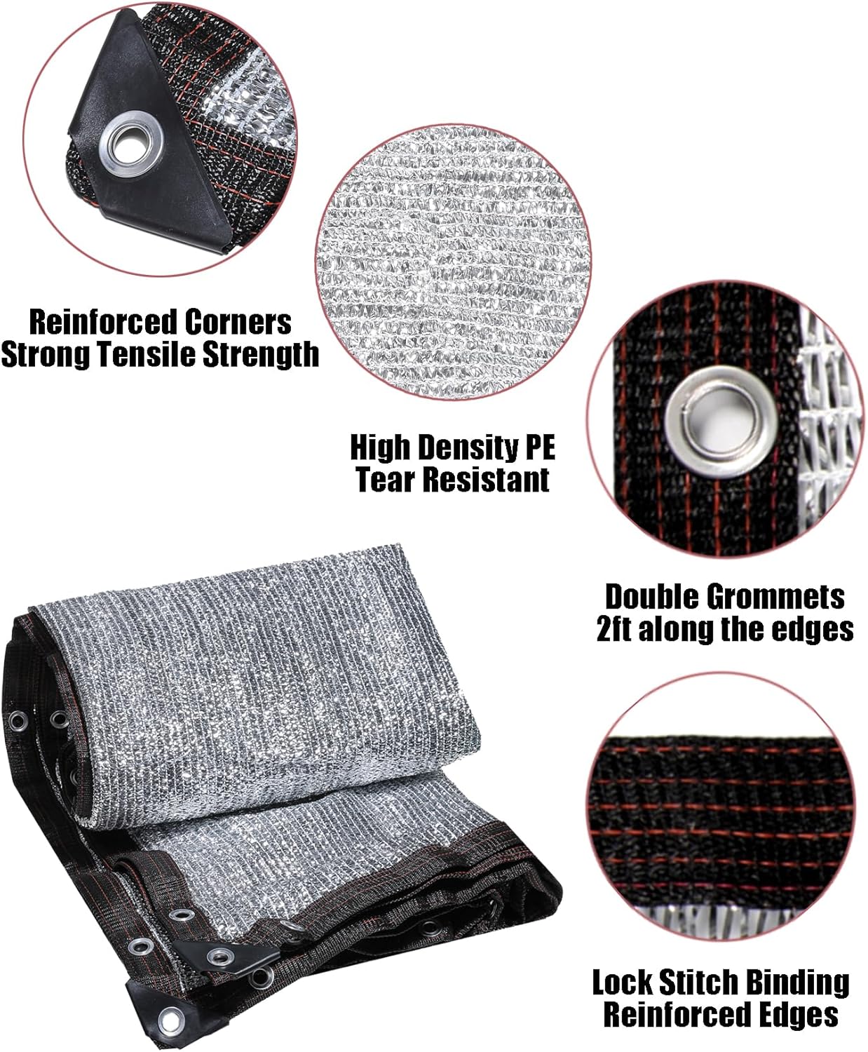 Aluminum Foil Shade Cloth, 90% Shading 13 Ft x 16 Ft Sturdy Durable Sunblock Shade Mesh with Grommets, Outdoor Blinds, Dog Kennel Shade Cover, for Patio Plants Greenhouse Cover, Chicken Coop Porch