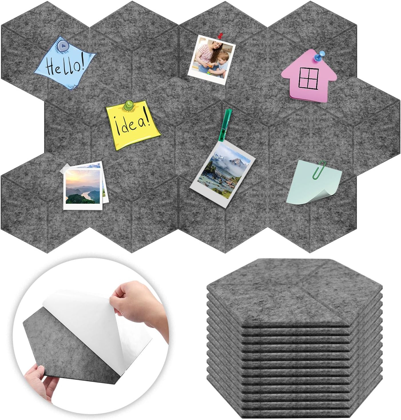 Felt Cork Board Bulletin Acoustic Panels Self-Adhesive 12 * 10" Soundproof Wall Panels High Density Sound Dampening Panels Studio Sound Proof Foam Sound Absorbing Tile Wall Photo Memos Home Office